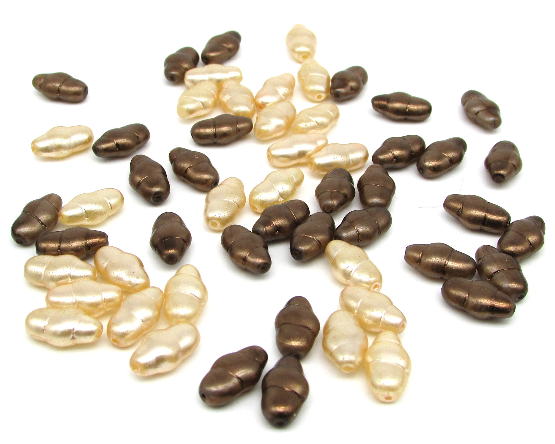 13x7mm Baroque Oval Glass Pearl Bead Mix