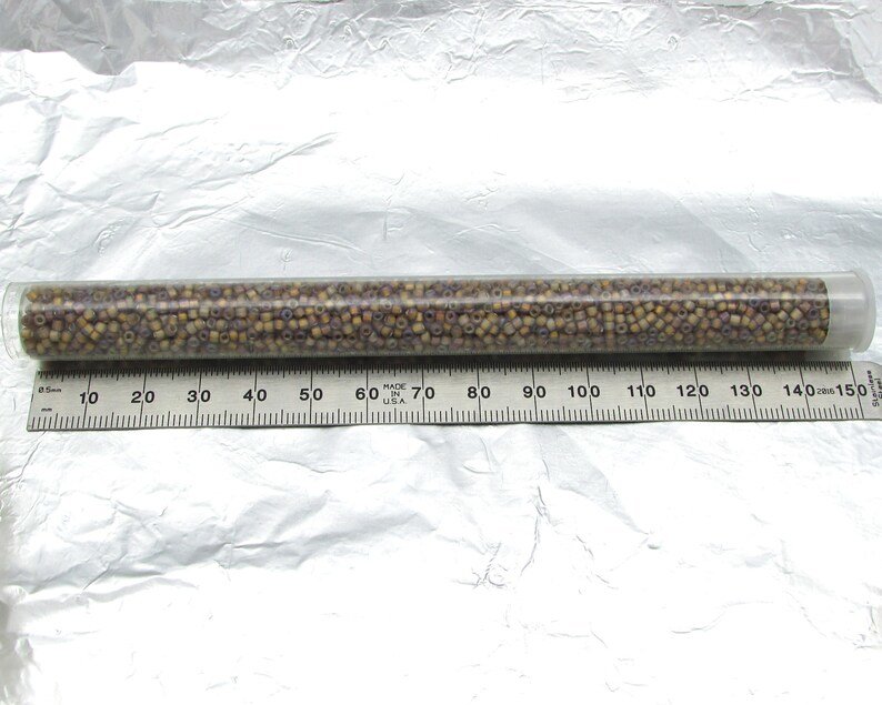 Vintage 11/0 Seed Beads, Frosted Dark Topaz