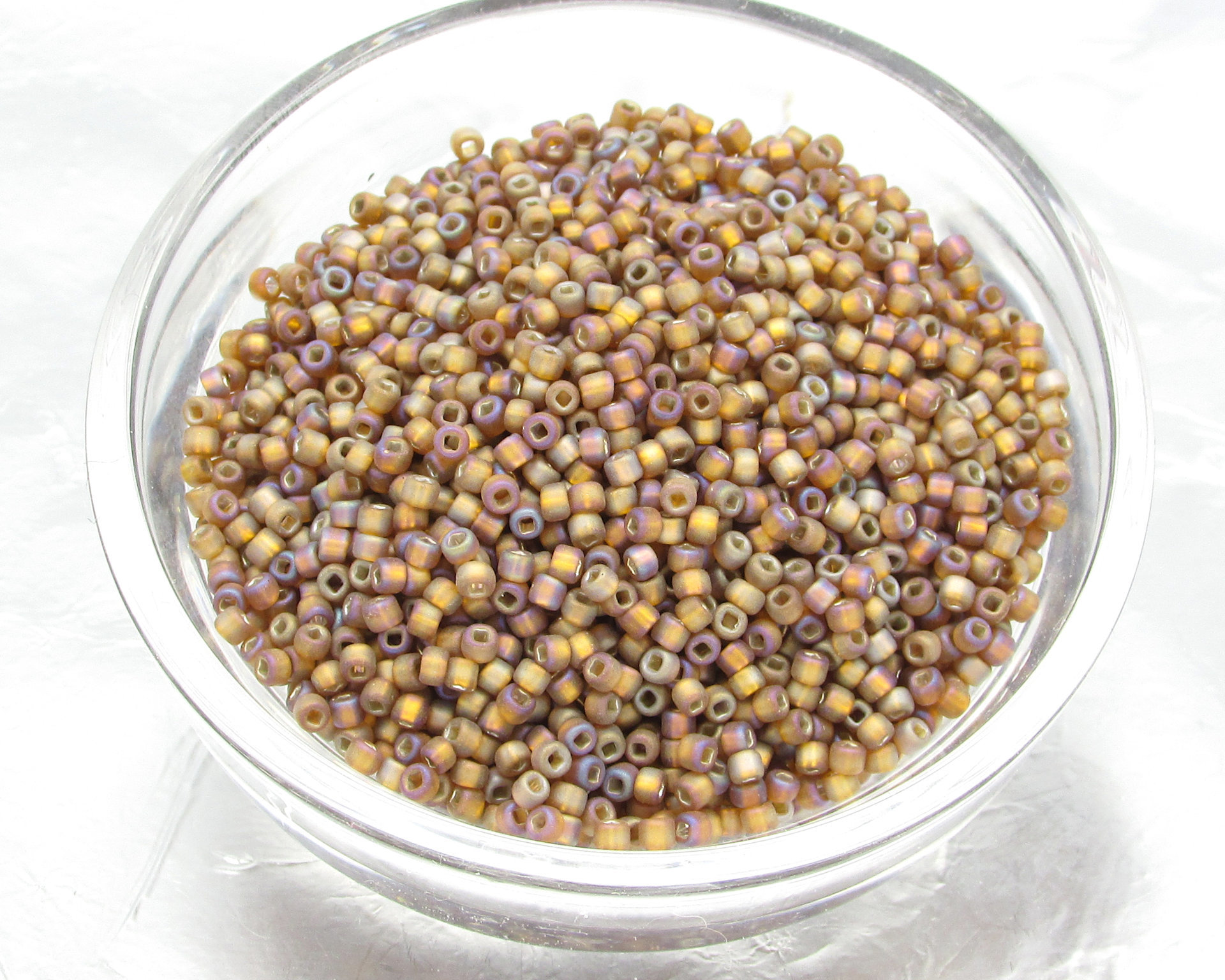 Vintage 11/0 Seed Beads, Frosted Dark Topaz