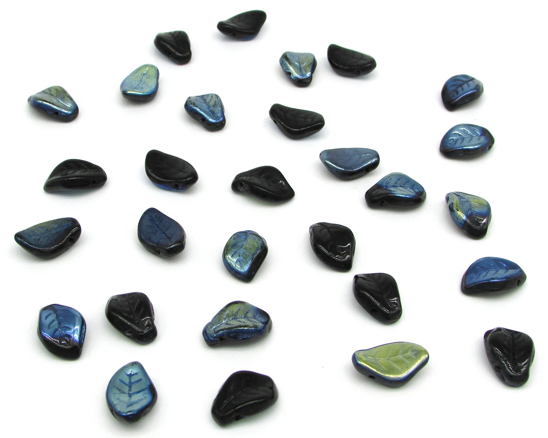 14.5x10mm Curved Leaf Glass Bead Mix