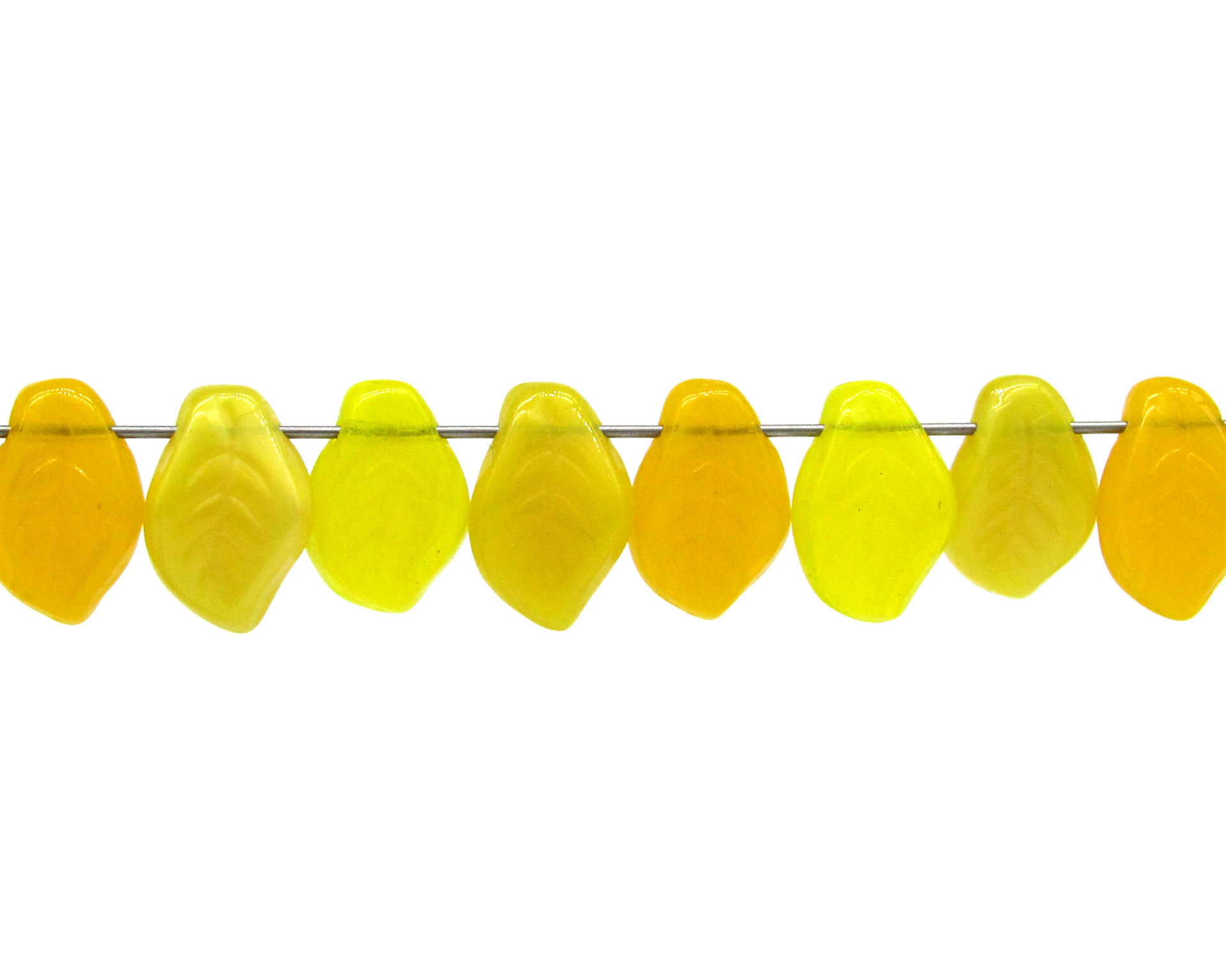 14.5x10mm Curved Leaf Glass Bead Mix