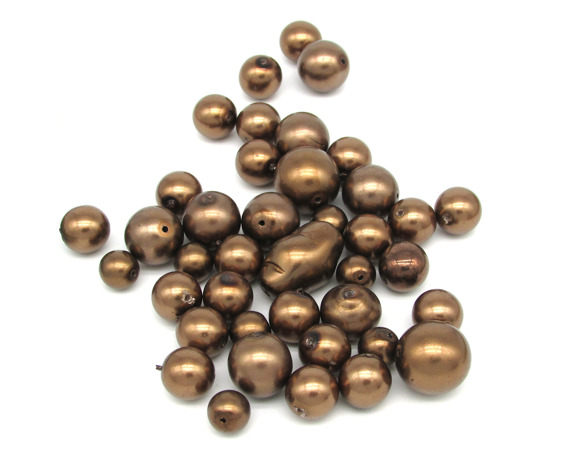 Czech Glass Pearl Bead Mix, Opaque Dark Brown