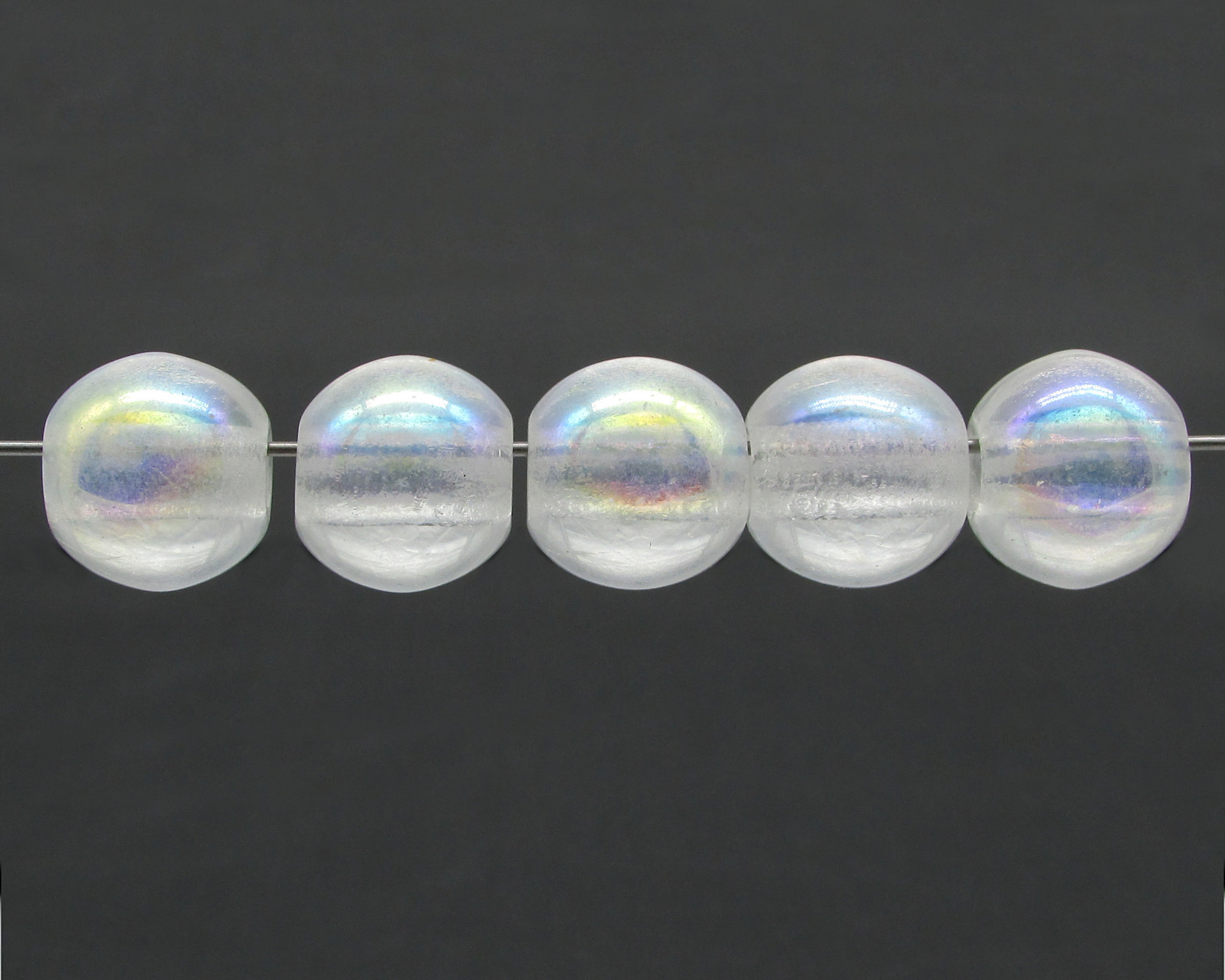 12mm Round Beads, Crystal AB Large Hole Rondelles