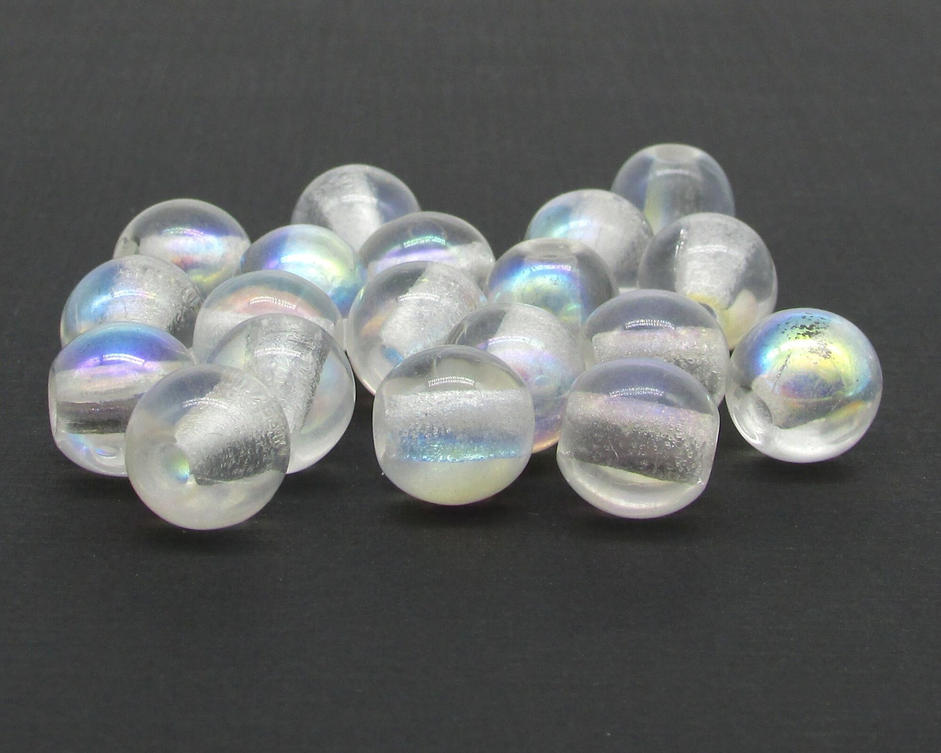 12mm Round Beads, Crystal AB Large Hole Rondelles