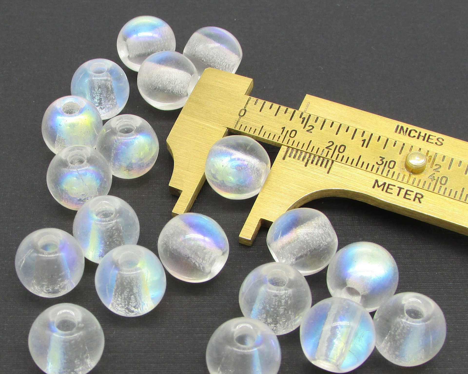 12mm Round Beads, Crystal AB Large Hole Rondelles