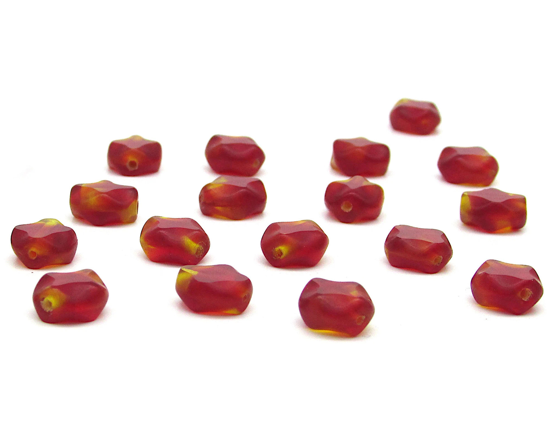 9x8mm Oval Diamond Window Beads, Ruby and Jonquil