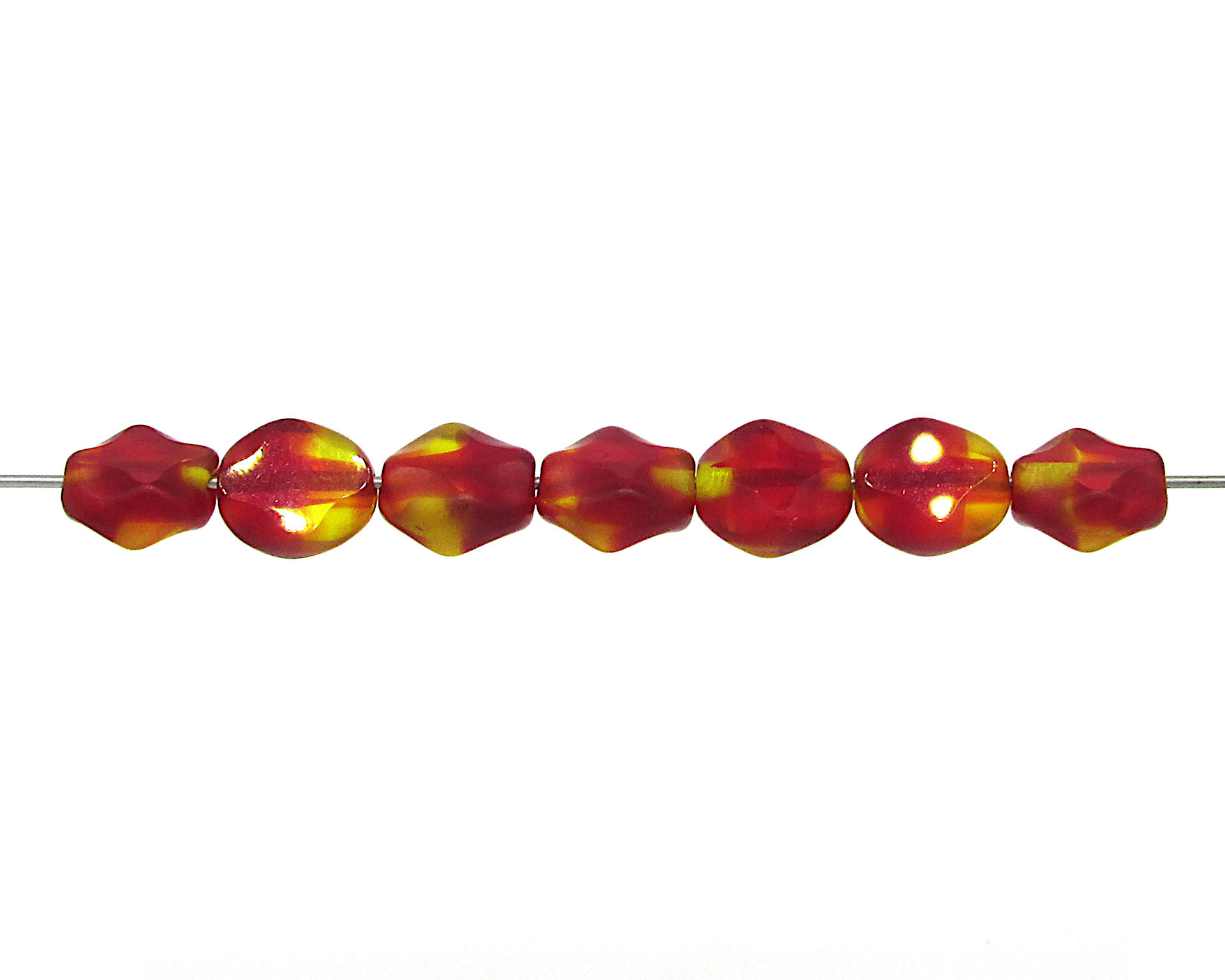 9x8mm Oval Diamond Window Beads, Ruby and Jonquil