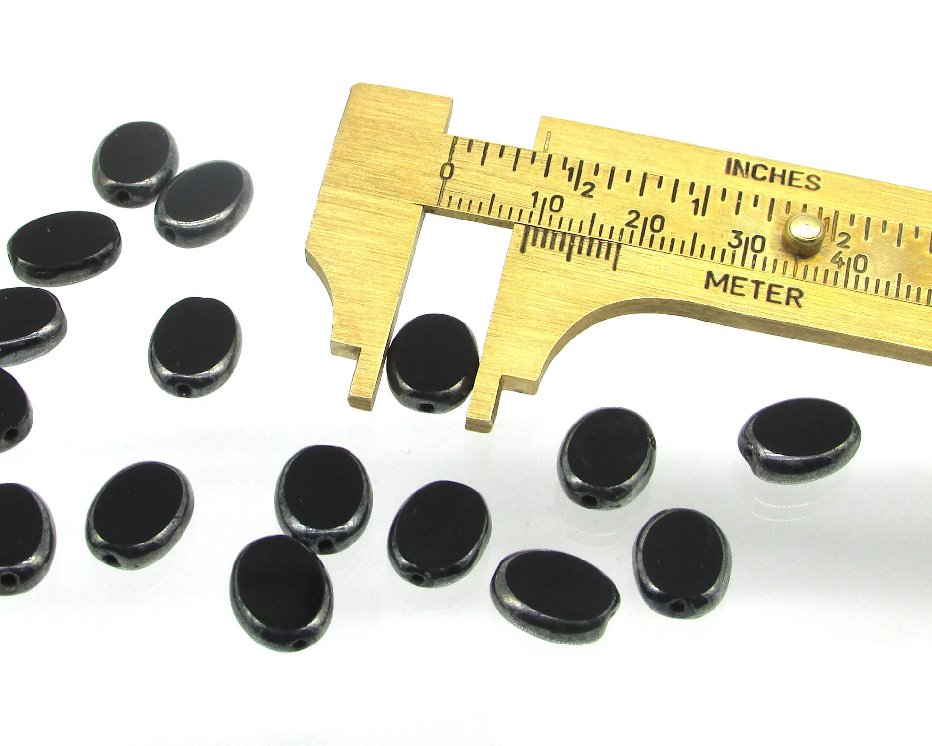 11.5mm Oval 2-Cut Window Beads, Jet Hematite