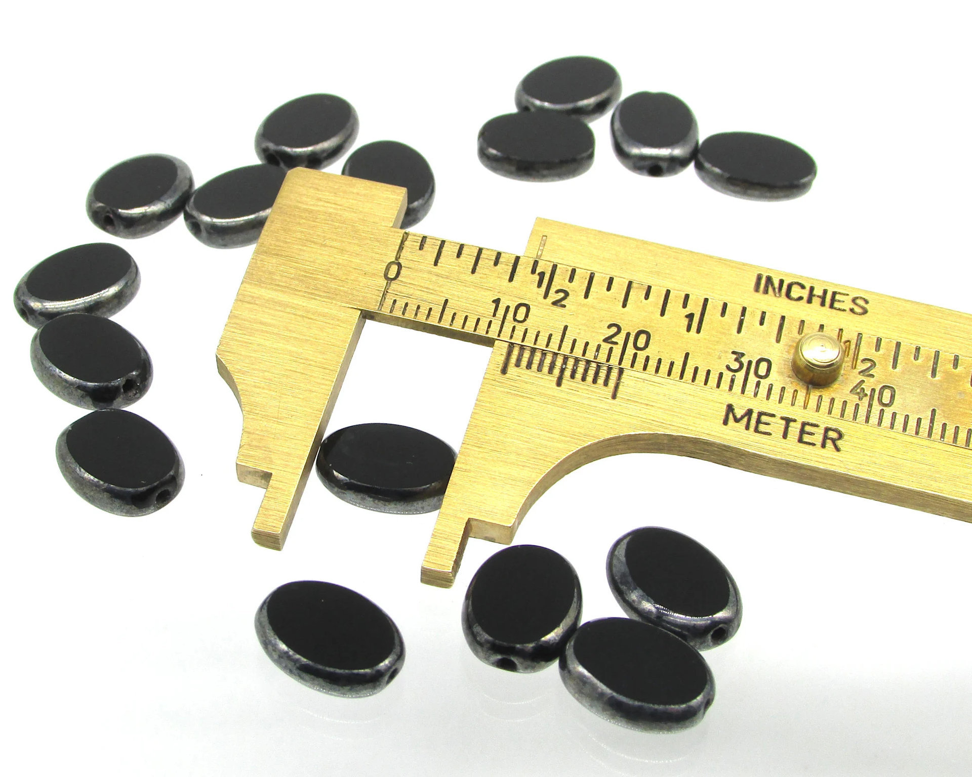 11.5mm Oval 2-Cut Window Beads, Jet Hematite