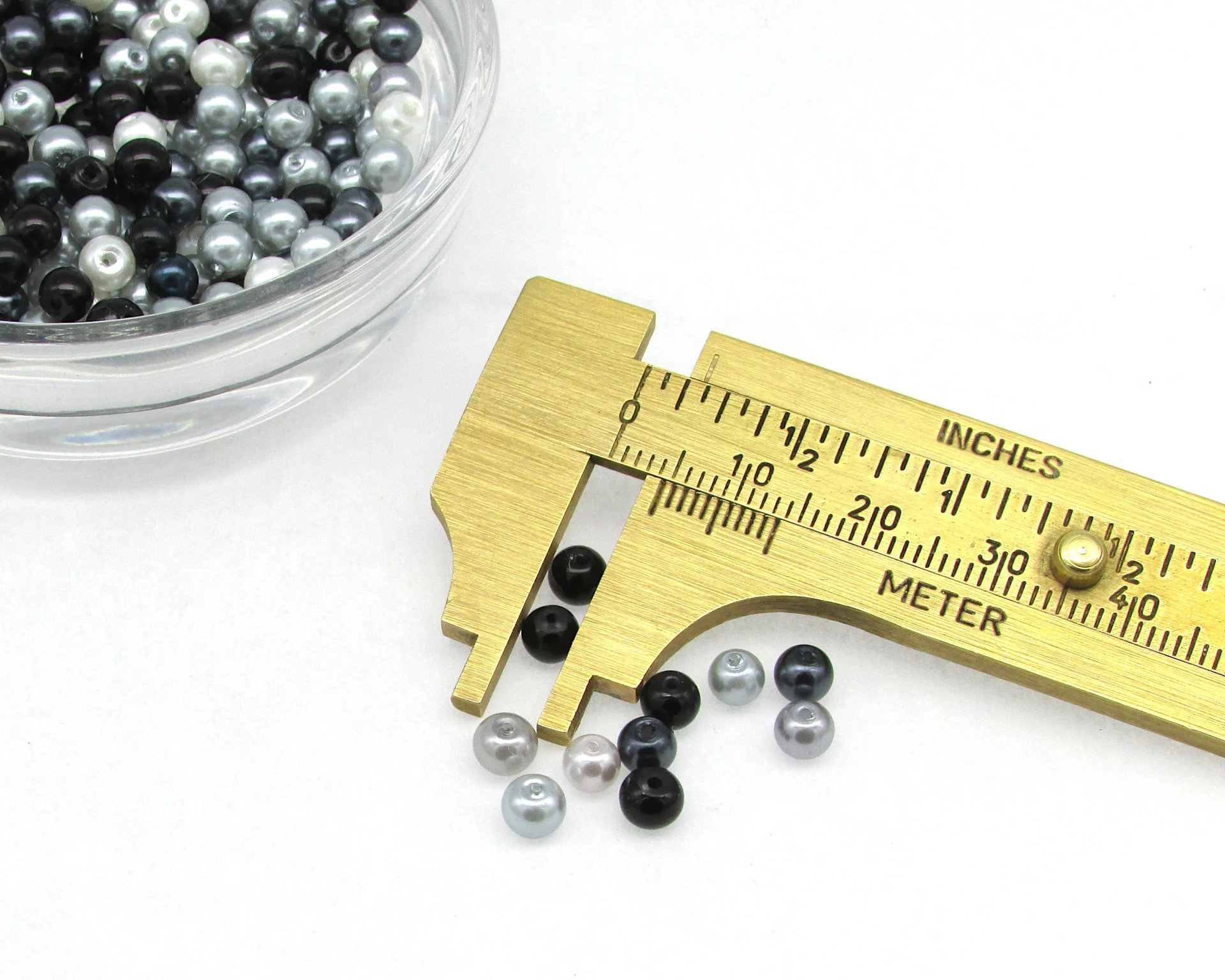 4mm Round Glass Pearls in Assorted Neutral Shades