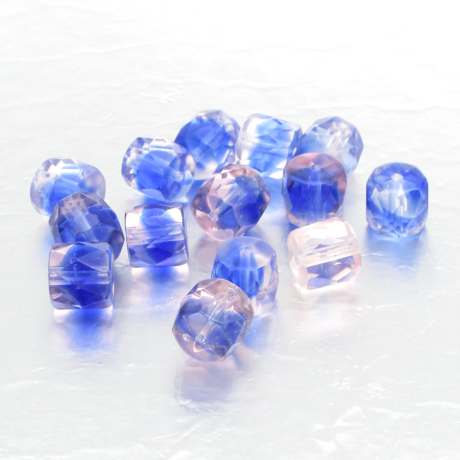 7mm 2-Tone Blue Faceted Barrels (14)