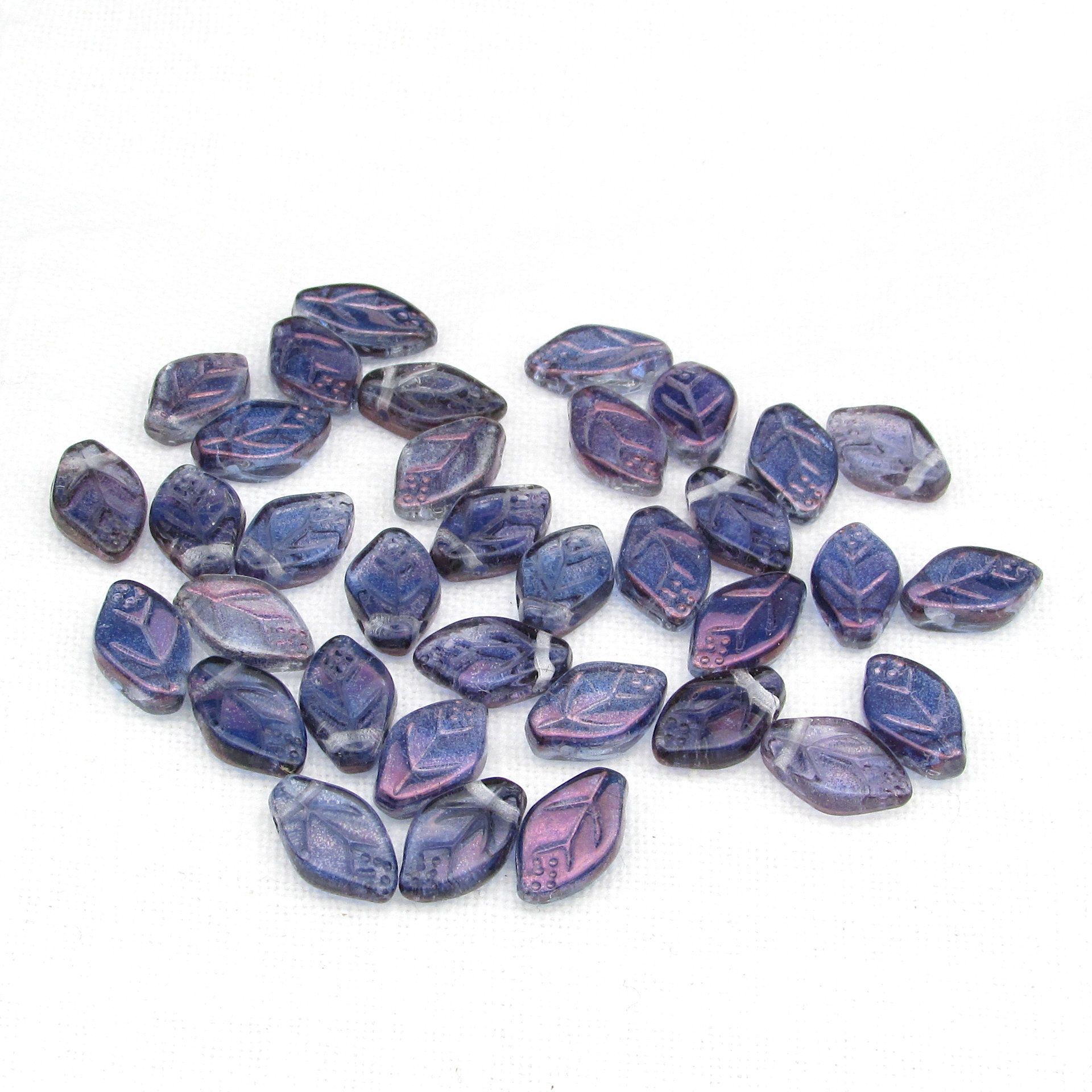 Small Leaf Beads, 12x8mm Czech Pressed Glass