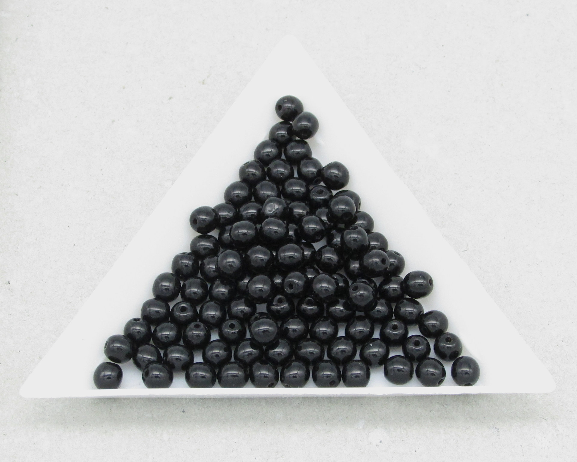 Round Black Beads, 4mm 6mm Czech Pressed Glass