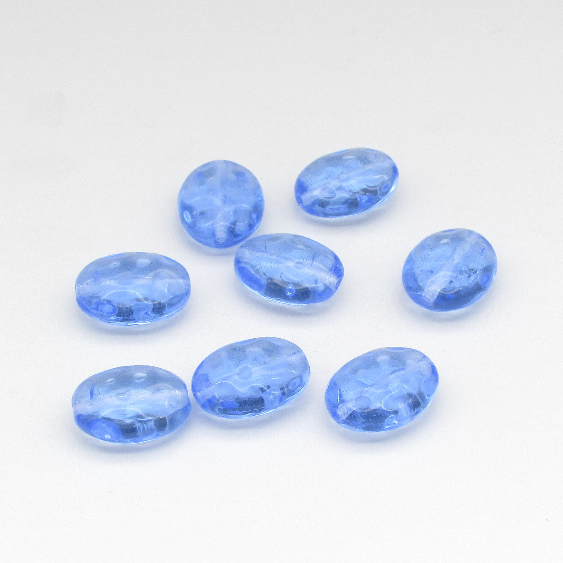 15x12mm Puffed Ovals, Dimpled Filigree Vintage Czech Glass Beads (8)