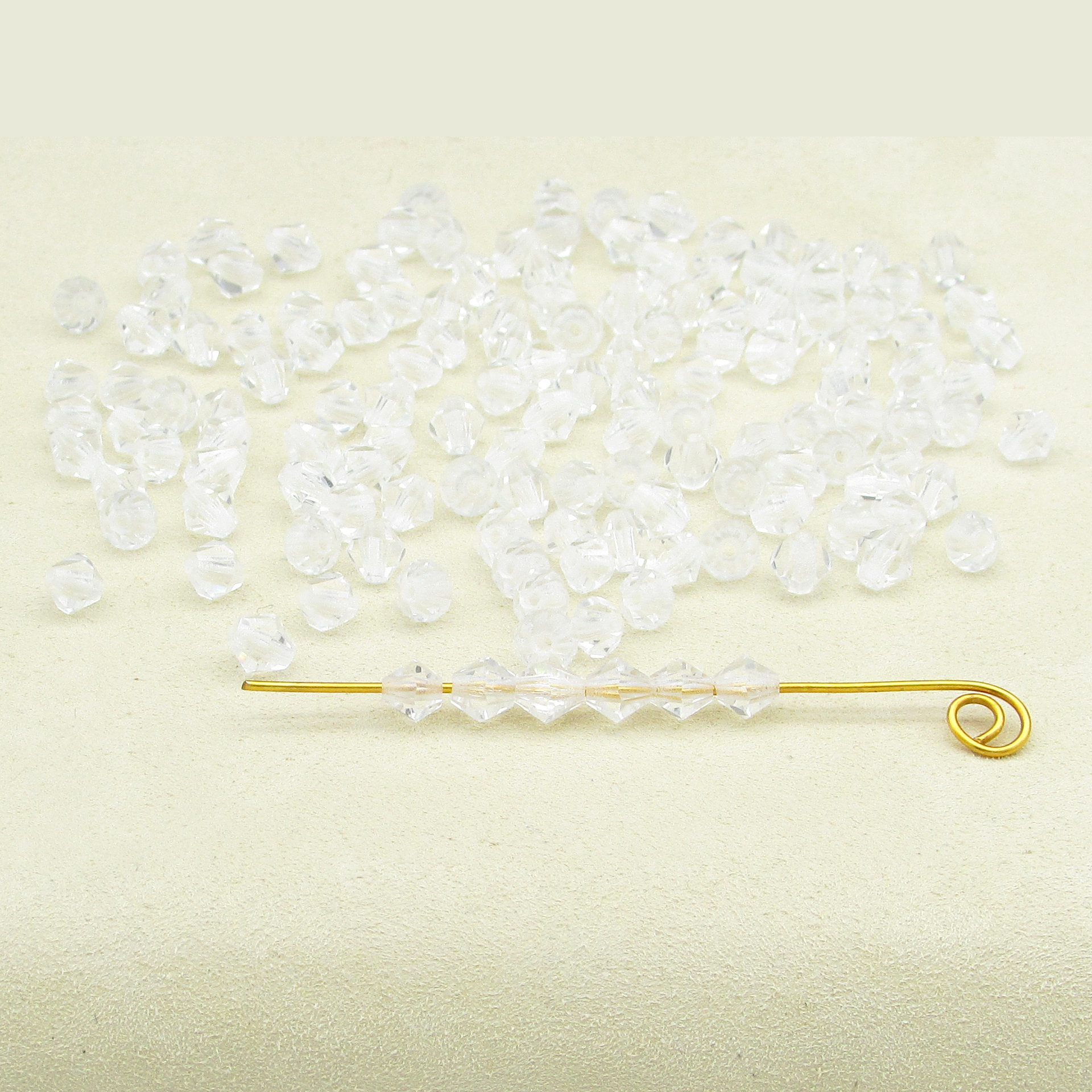 4mm Bicones, Crystal Machine Cut Vintage Czech Beads