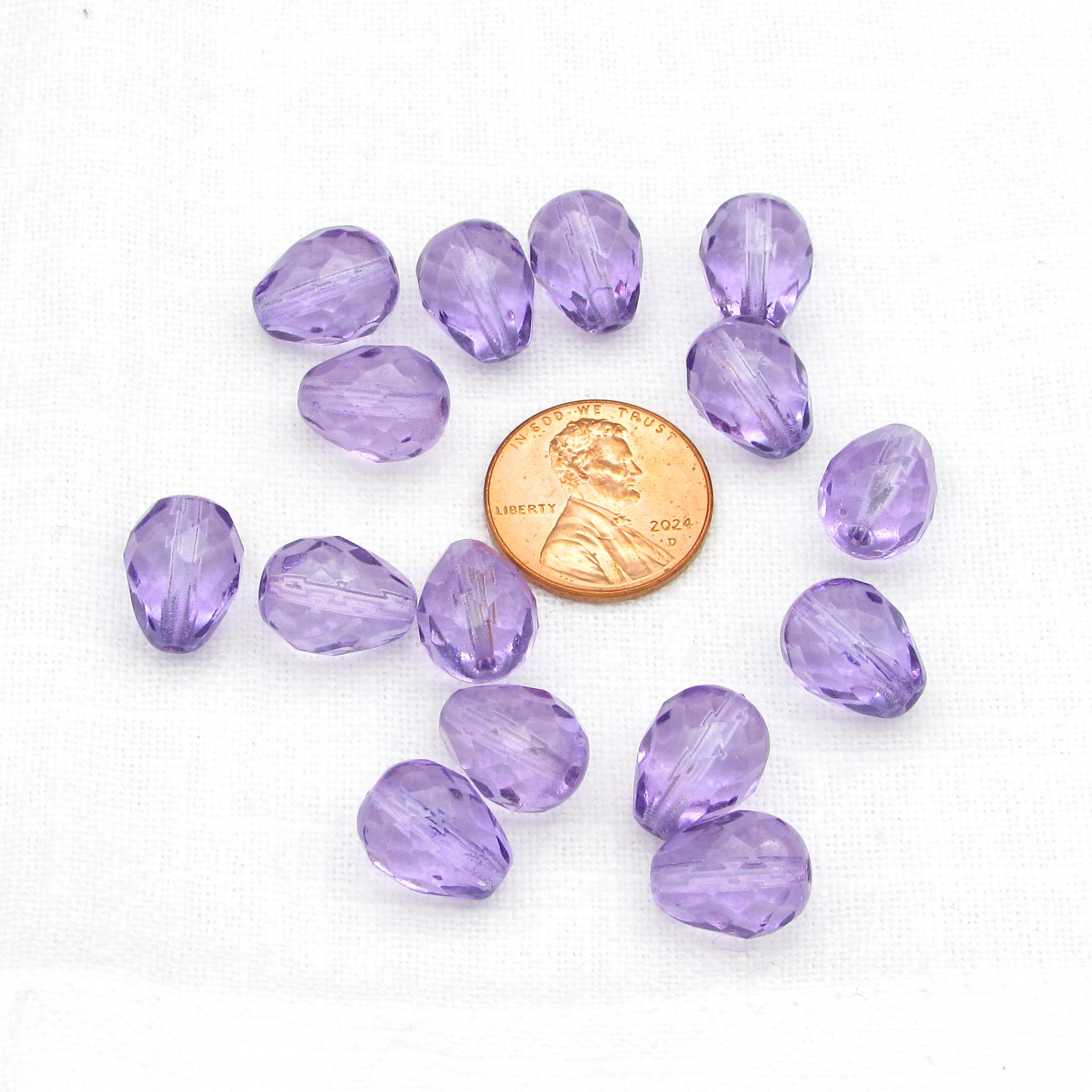 13x10mm Violet Faceted Teardrop Beads
