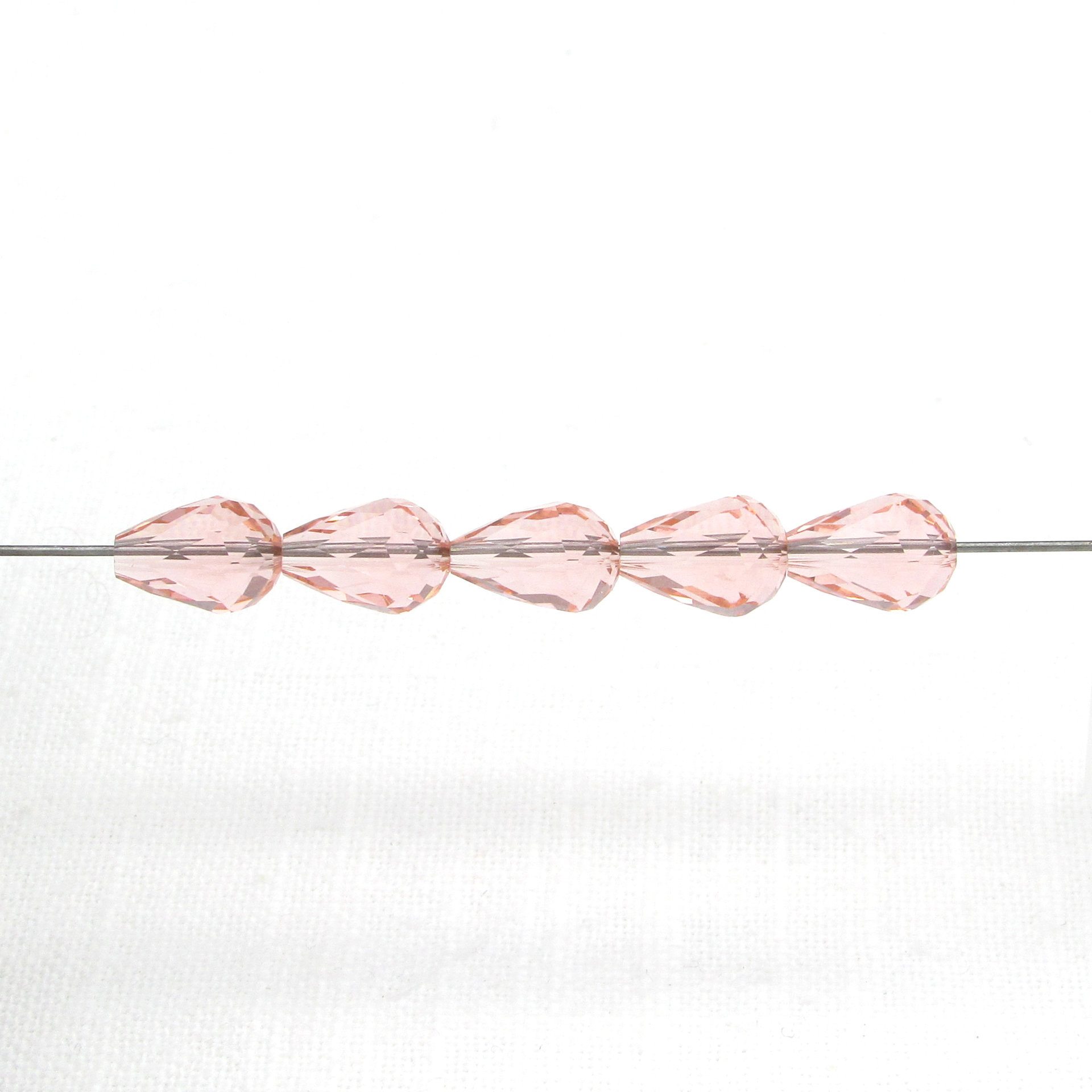 12x8mm Translucent Rosaline Teardrop Glass Beads