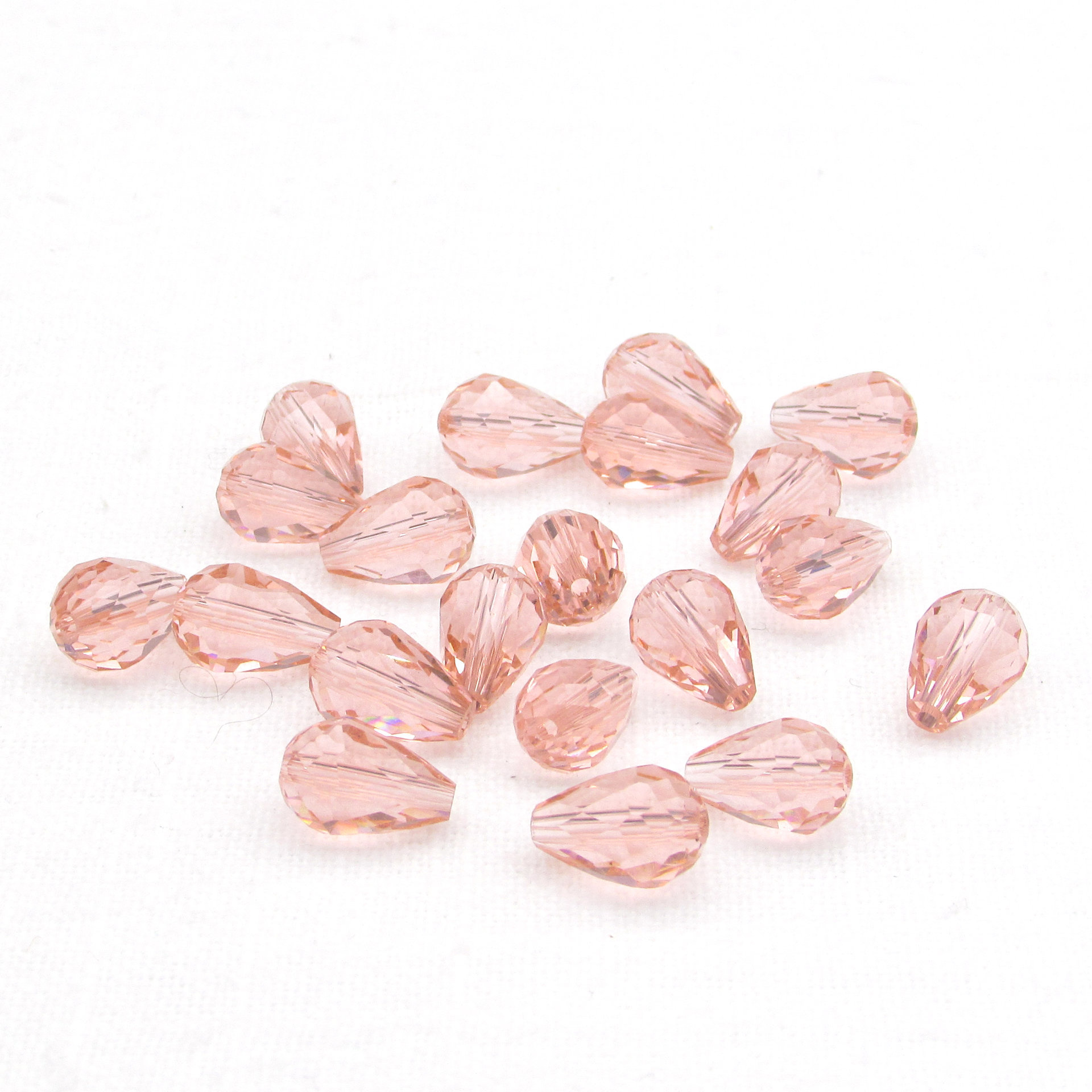 12x8mm Translucent Rosaline Teardrop Glass Beads