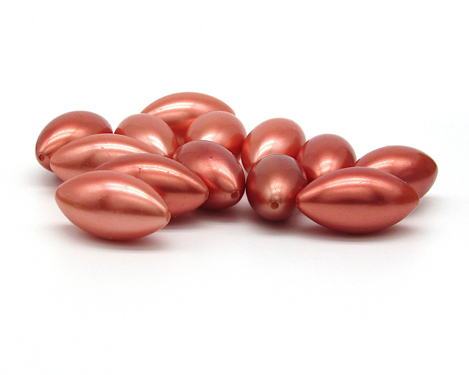 Vintage 23x12mm Oval Metallic Copper Plastic Pearls