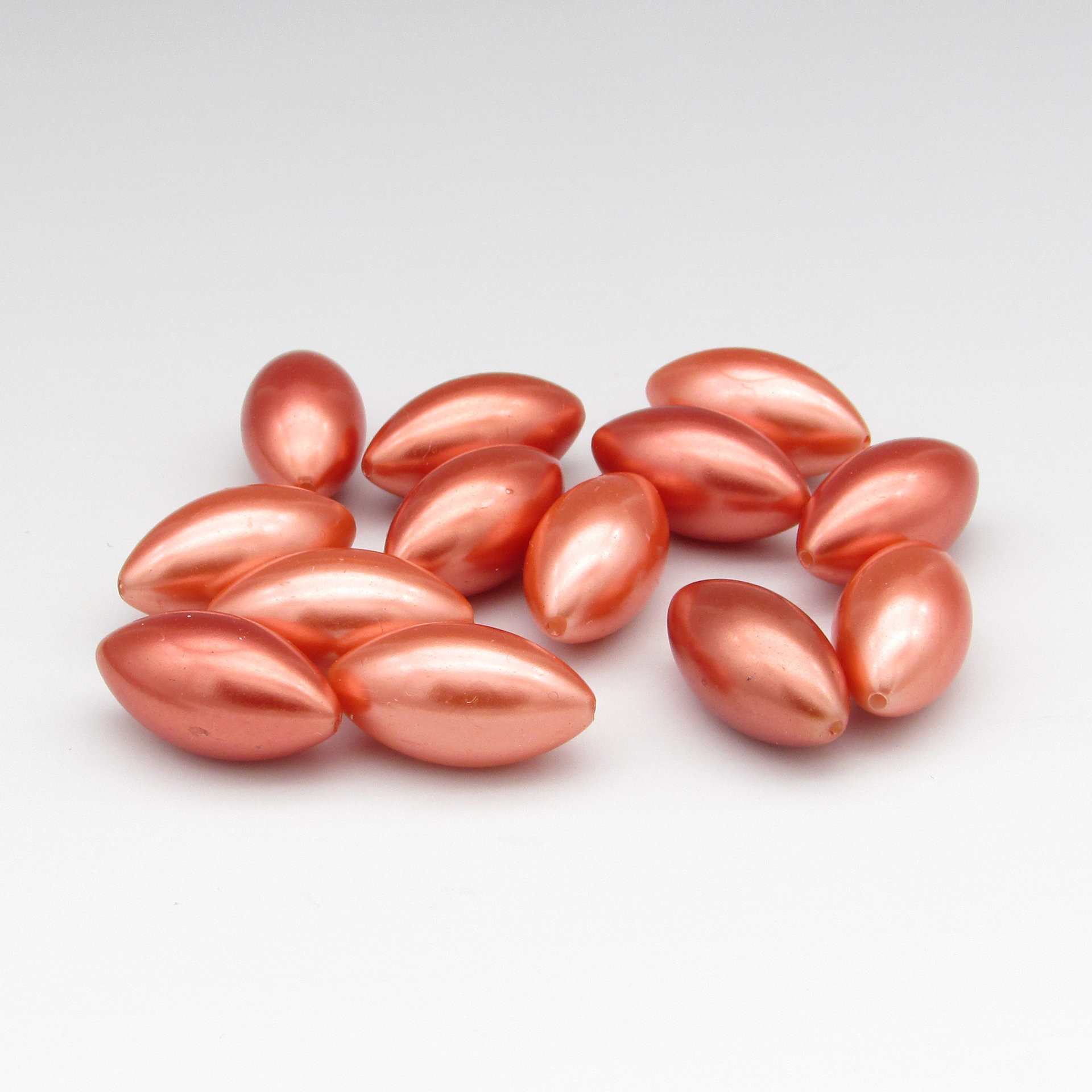 Vintage 23x12mm Oval Metallic Copper Plastic Pearls