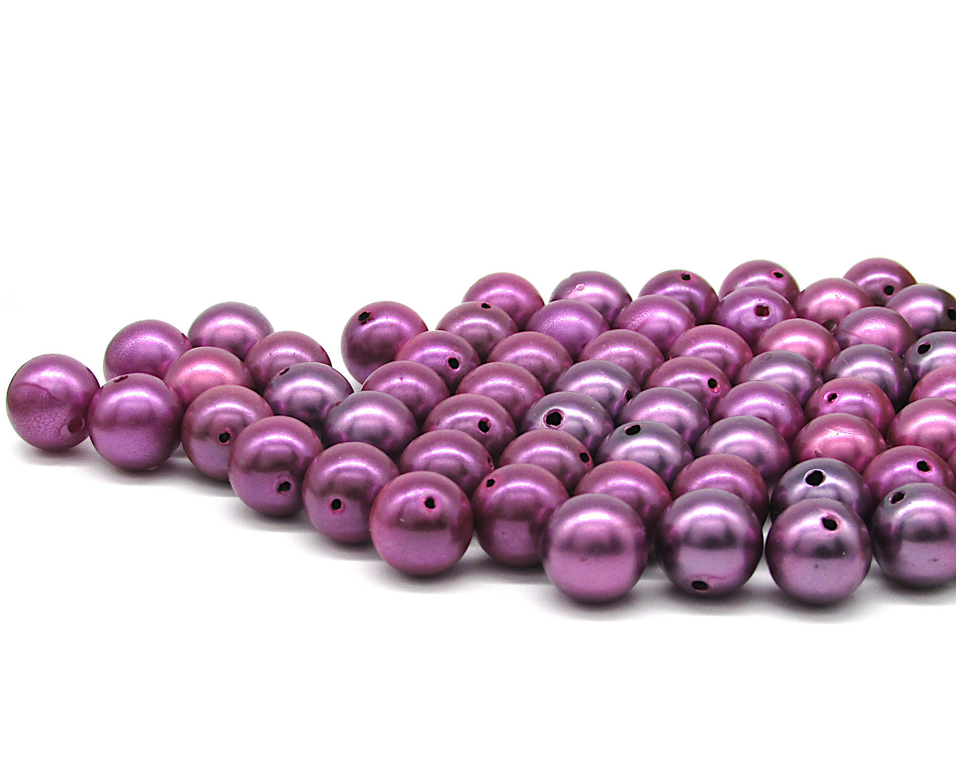 10mm Plastic Pearls, Vintage Purple Lustre Beads (60)