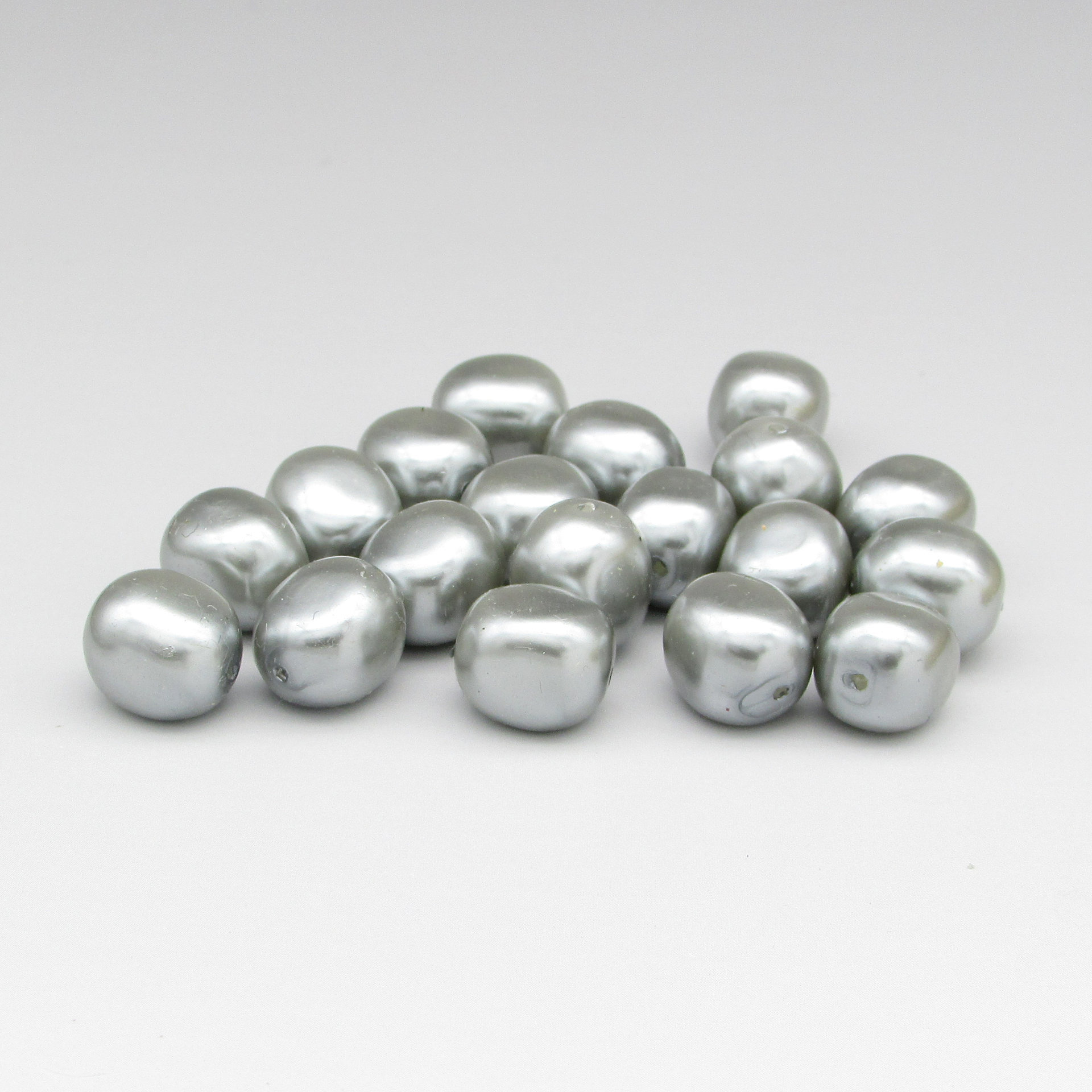 Silver 12mm Plastic Pearl Nugget Beads