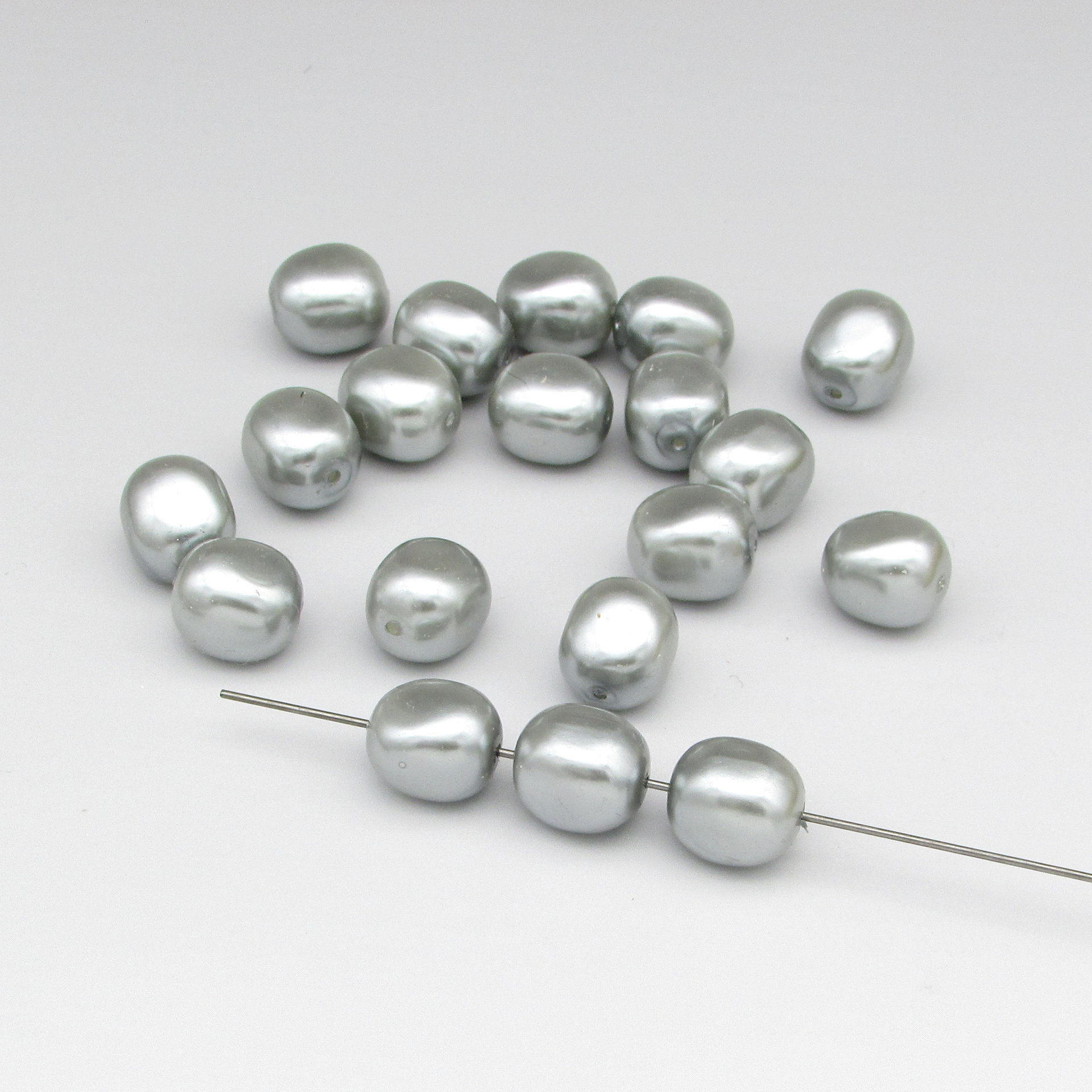 Silver 12mm Plastic Pearl Nugget Beads