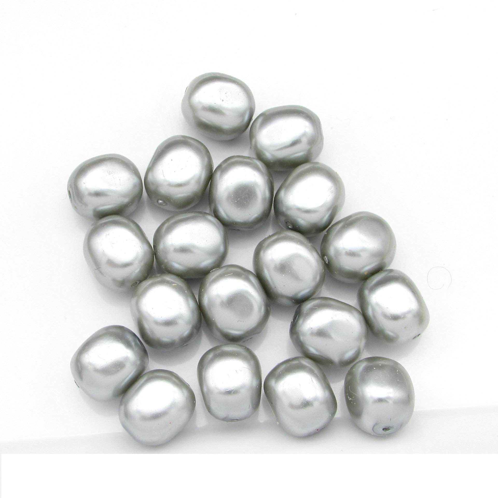 Silver 12mm Plastic Pearl Nugget Beads