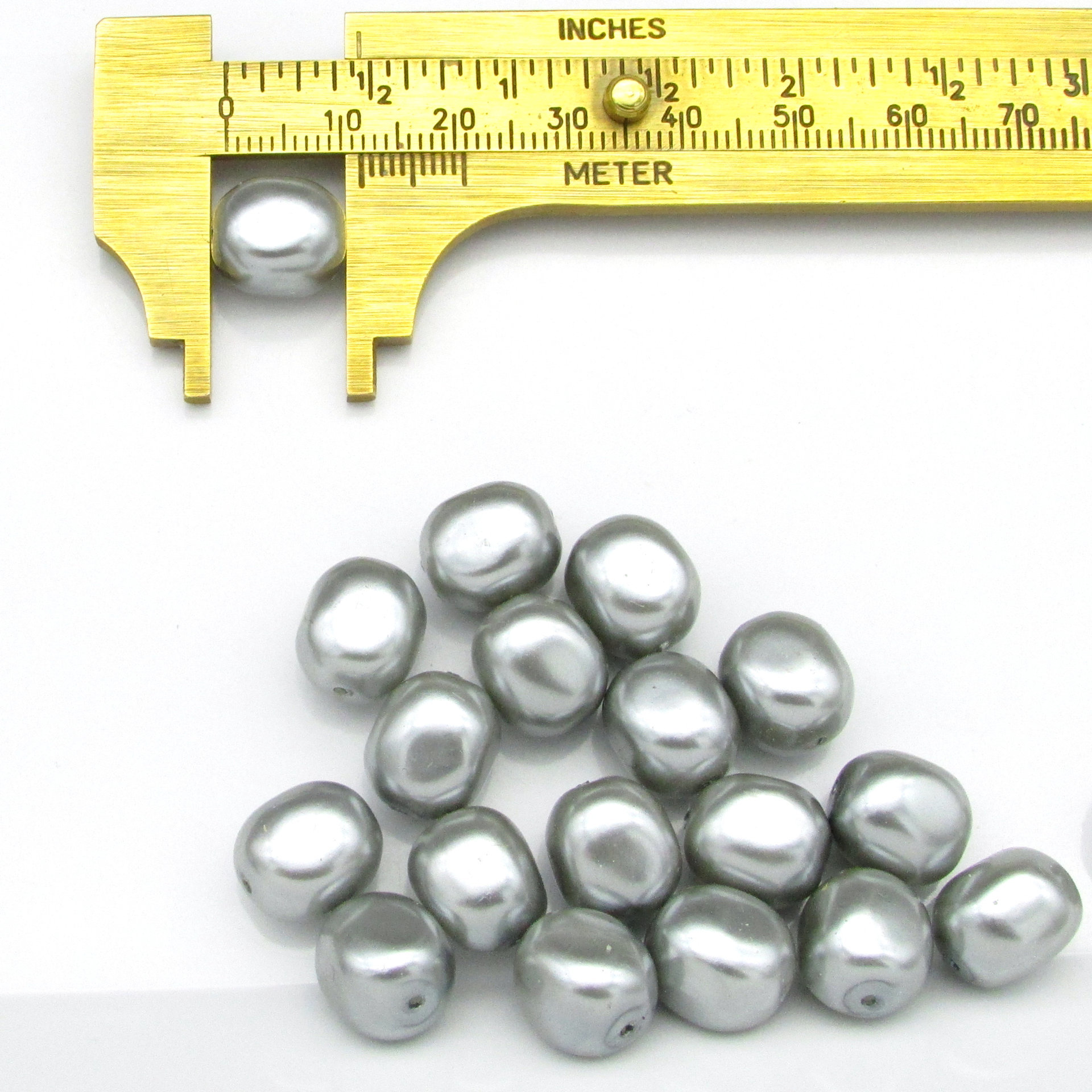 Silver 12mm Plastic Pearl Nugget Beads