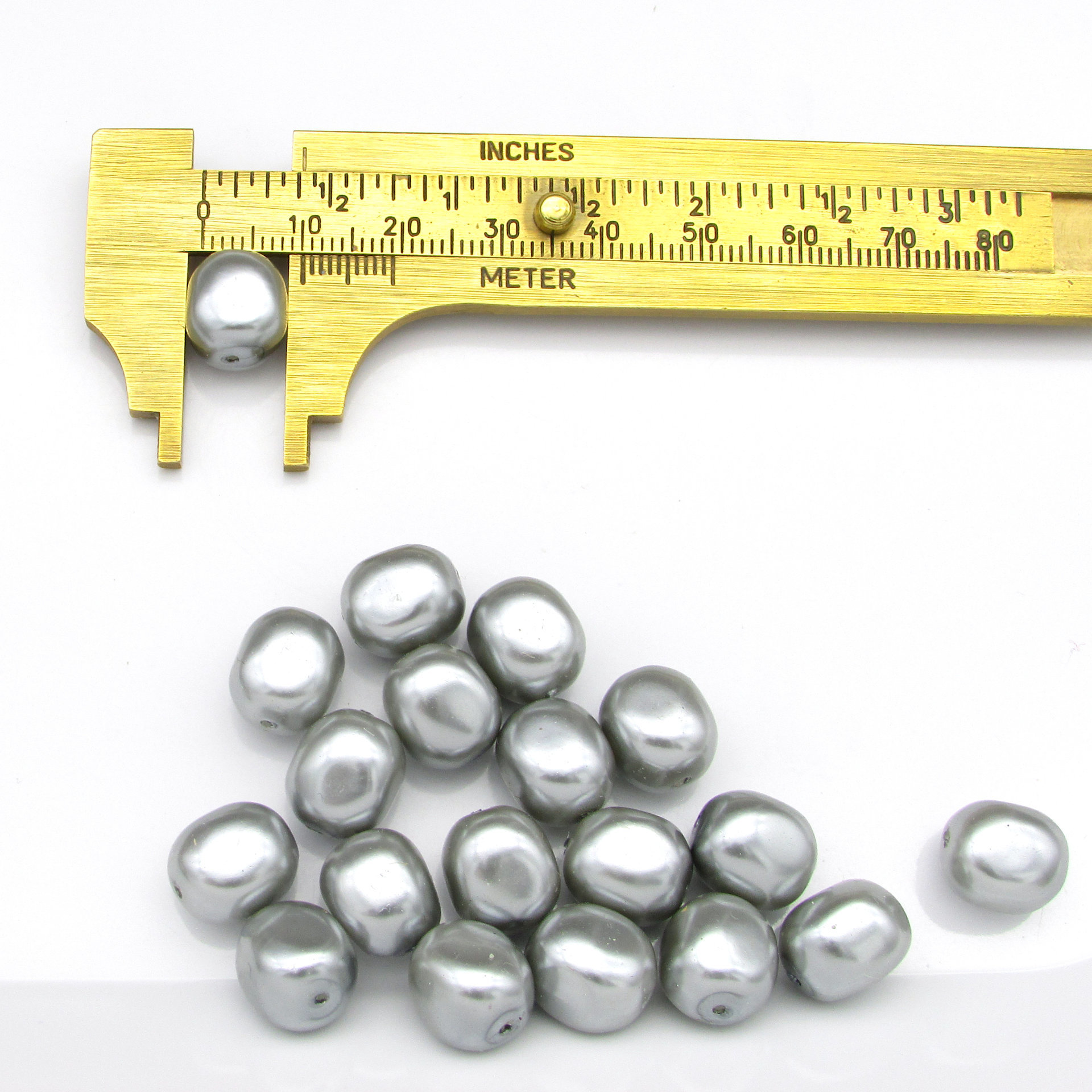 Silver 12mm Plastic Pearl Nugget Beads