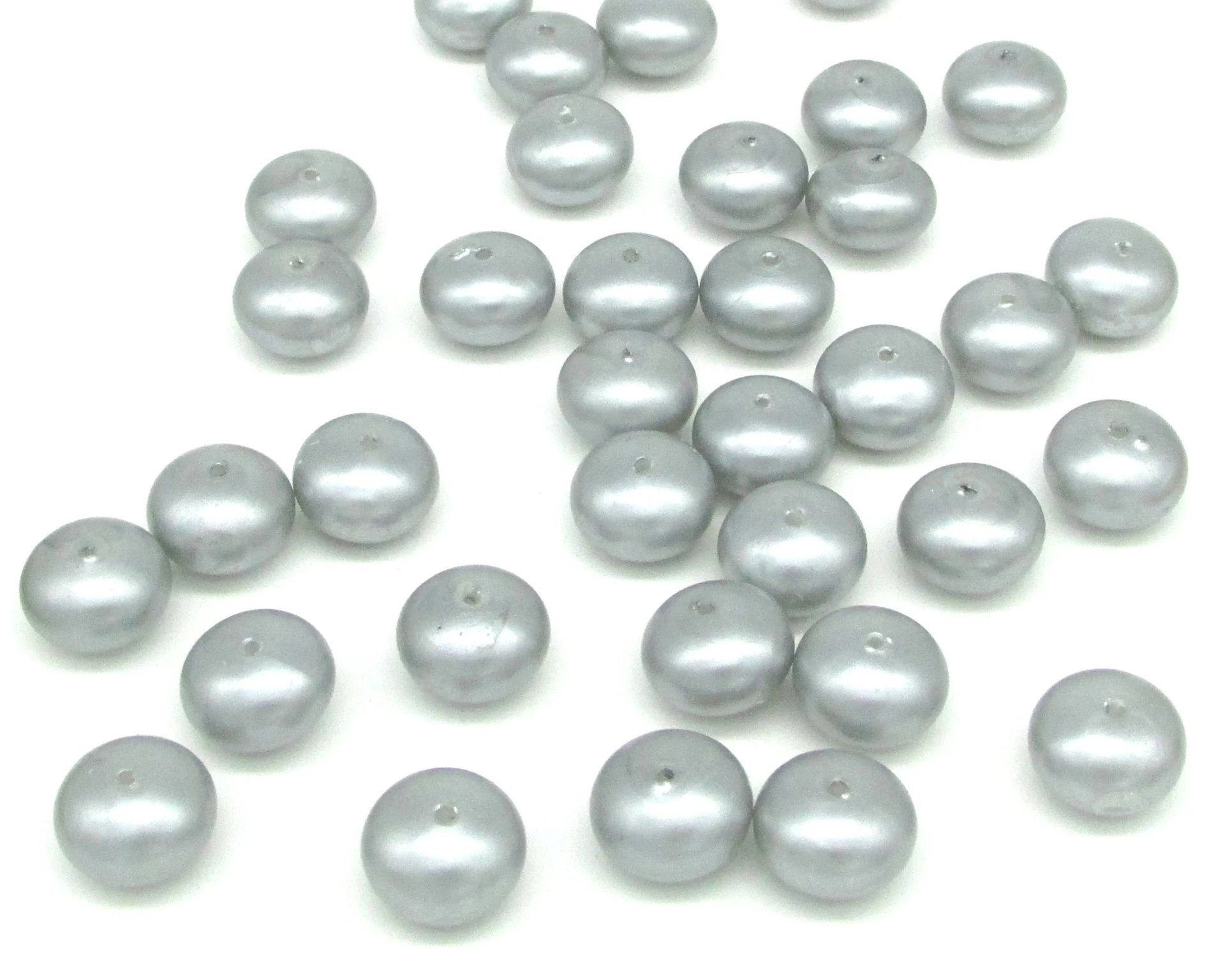 Opaque Gray 13x9mm Rondelles, Vintage Plastic Pearls
