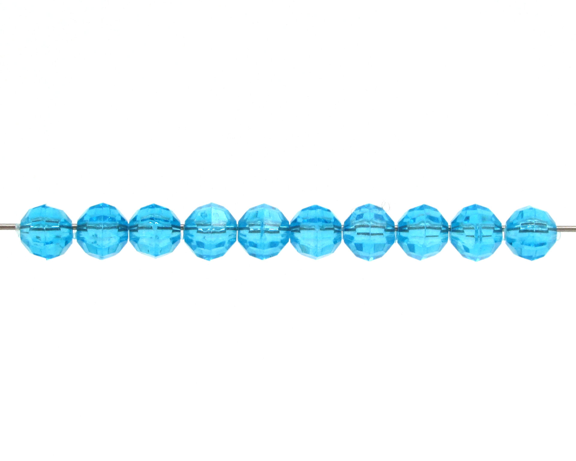 6.5mm Faceted Round Beads, Translucent Aqua Plastic Spacers