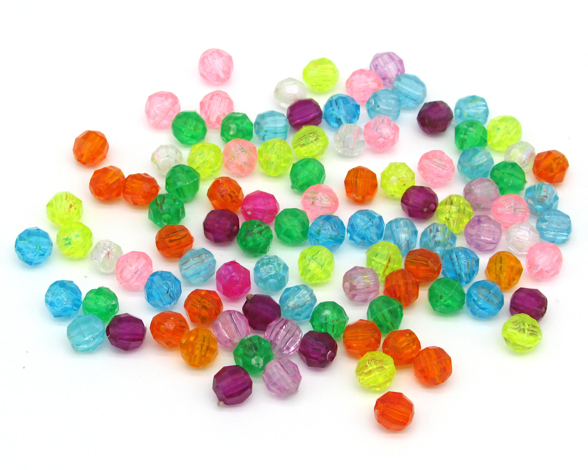 Faceted Plastic Bead Mixes for Classic Kids' Crafts, Translucent Vintage Acrylic Spacers