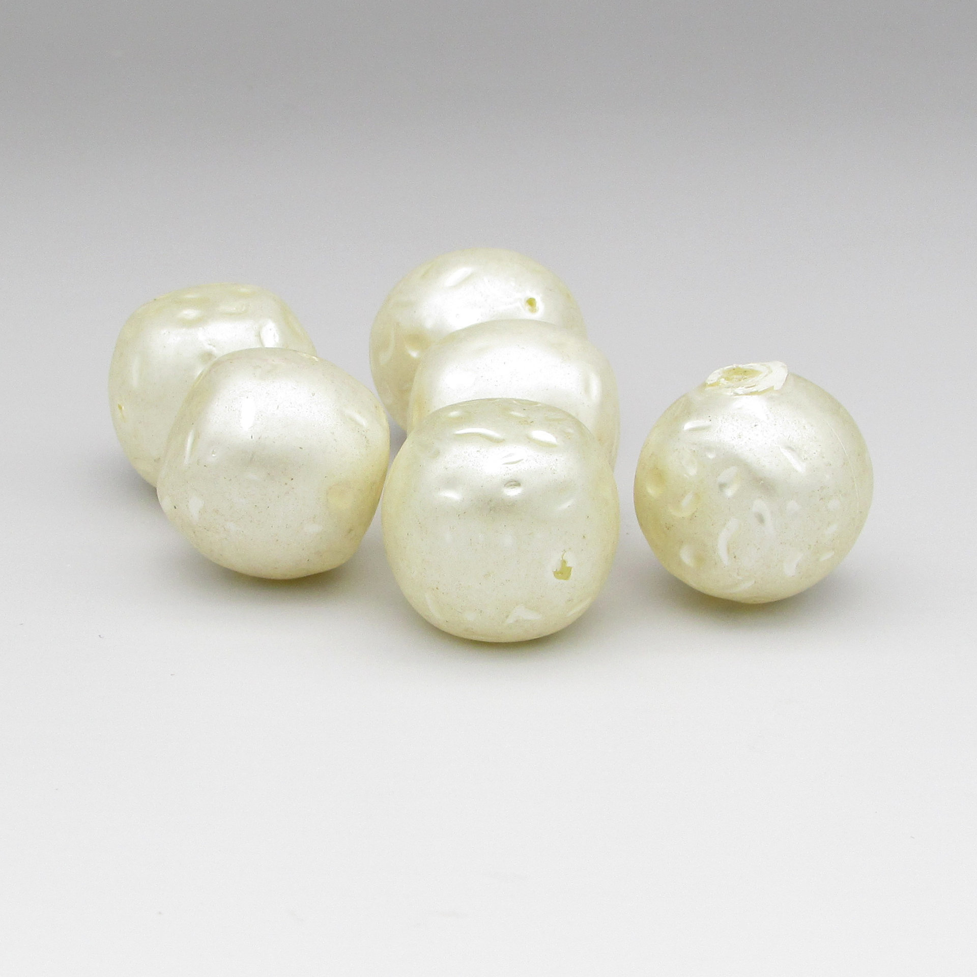 22mm Jumbo Cube Beads, Vintage Cream Lustre Baroque Faux Pearls