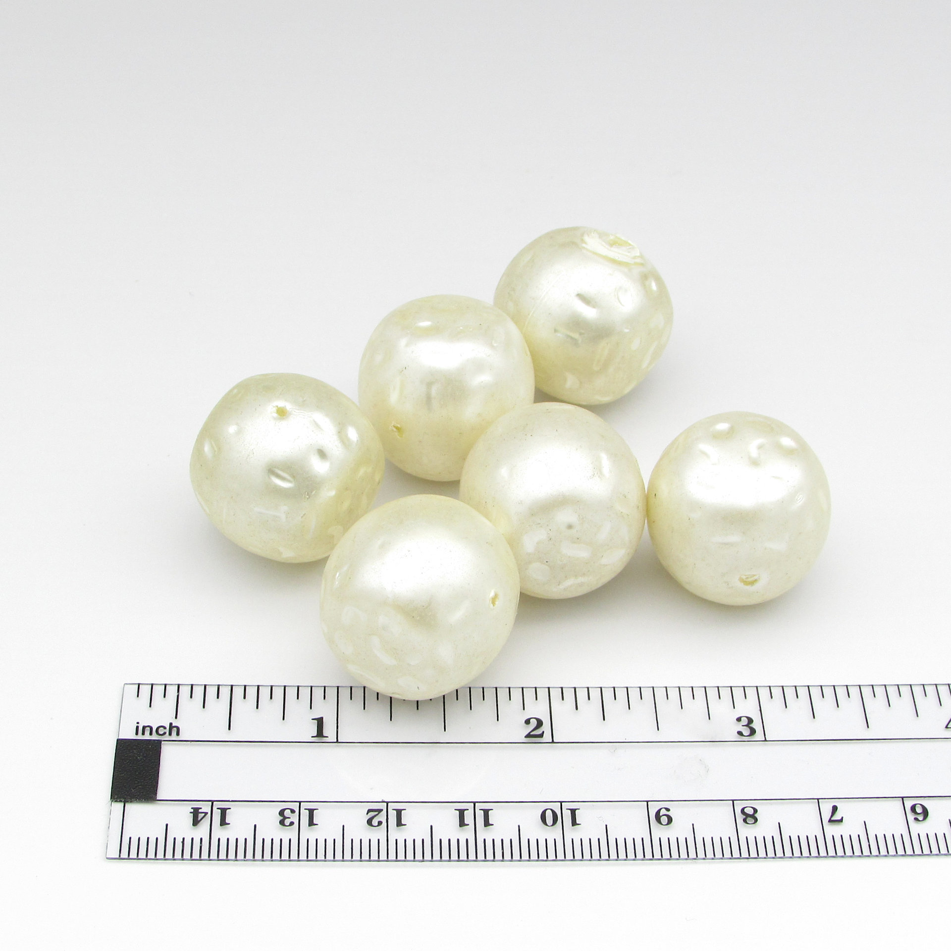 22mm Jumbo Cube Beads, Vintage Cream Lustre Baroque Faux Pearls