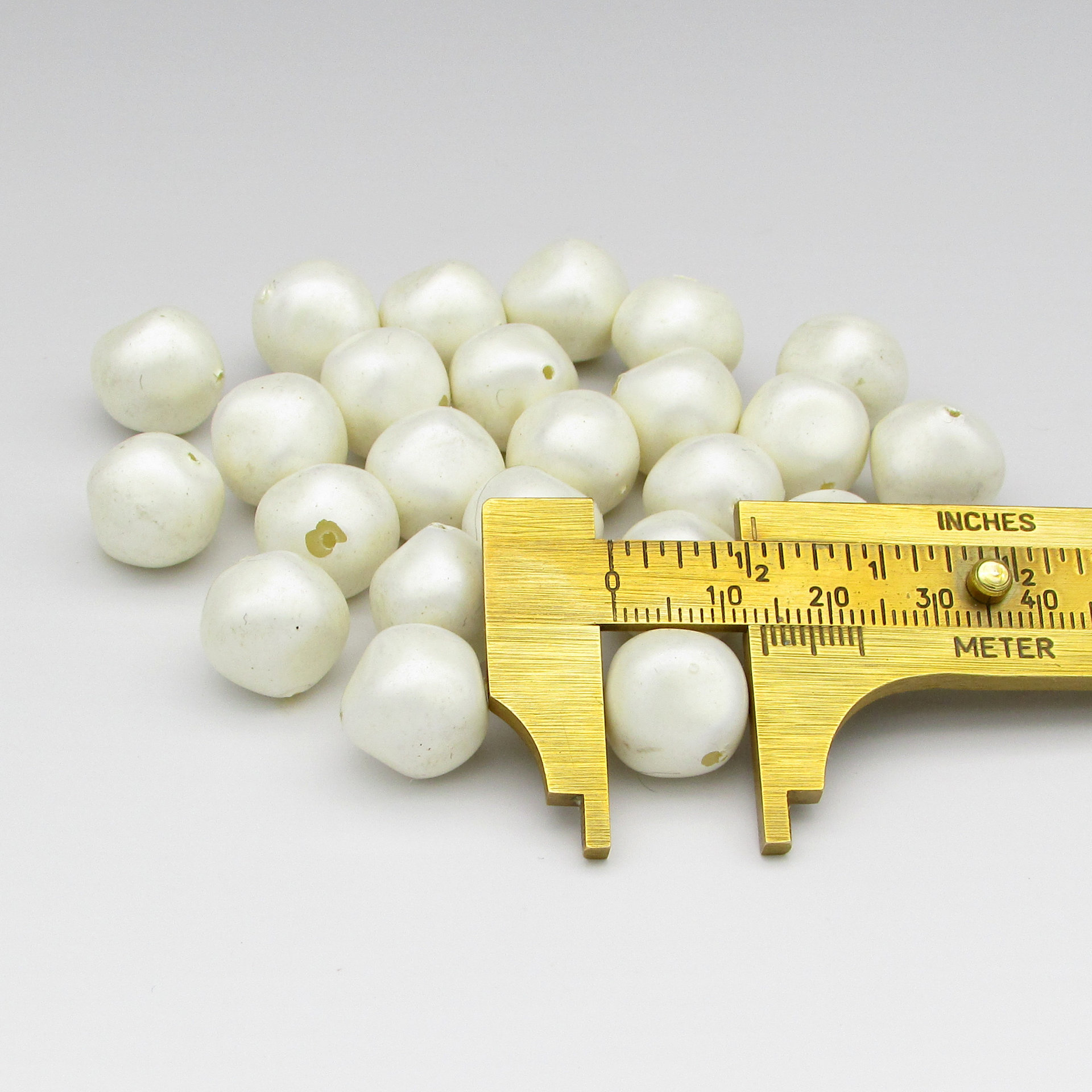 Vintage Faux Pearls, 13.5mm Baroque Round Beads