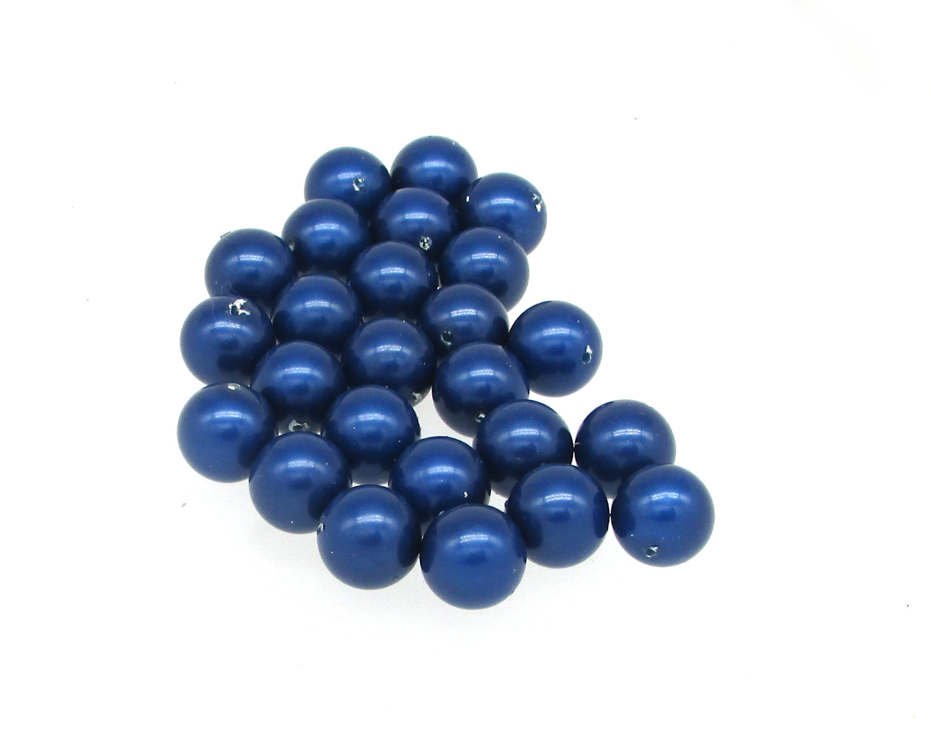 12mm Round Blue Lustre Vintage Plastic Pearl Beads