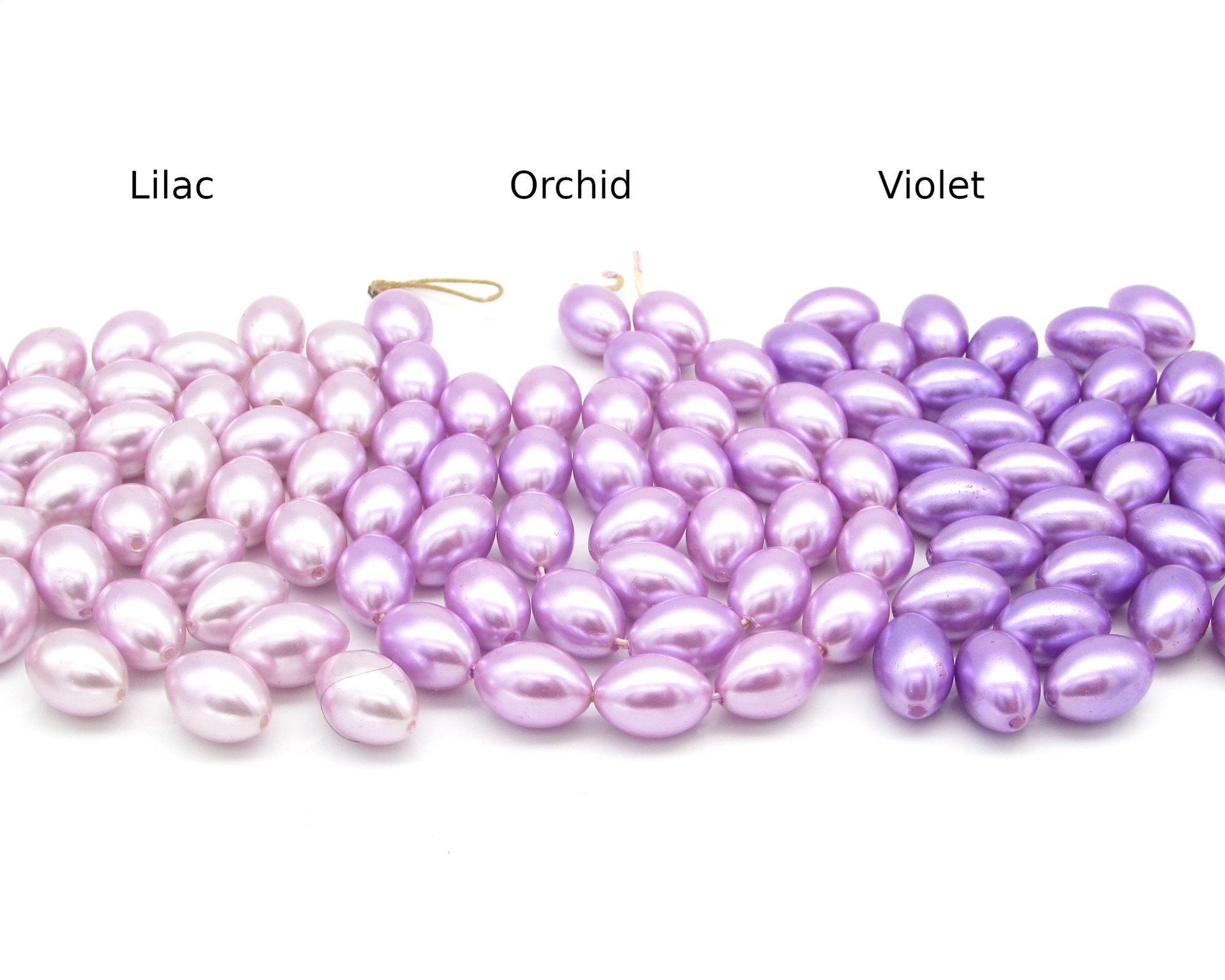 12x8.5mm Rice Beads, Vintage Light Purple Oval Plastic Pearls