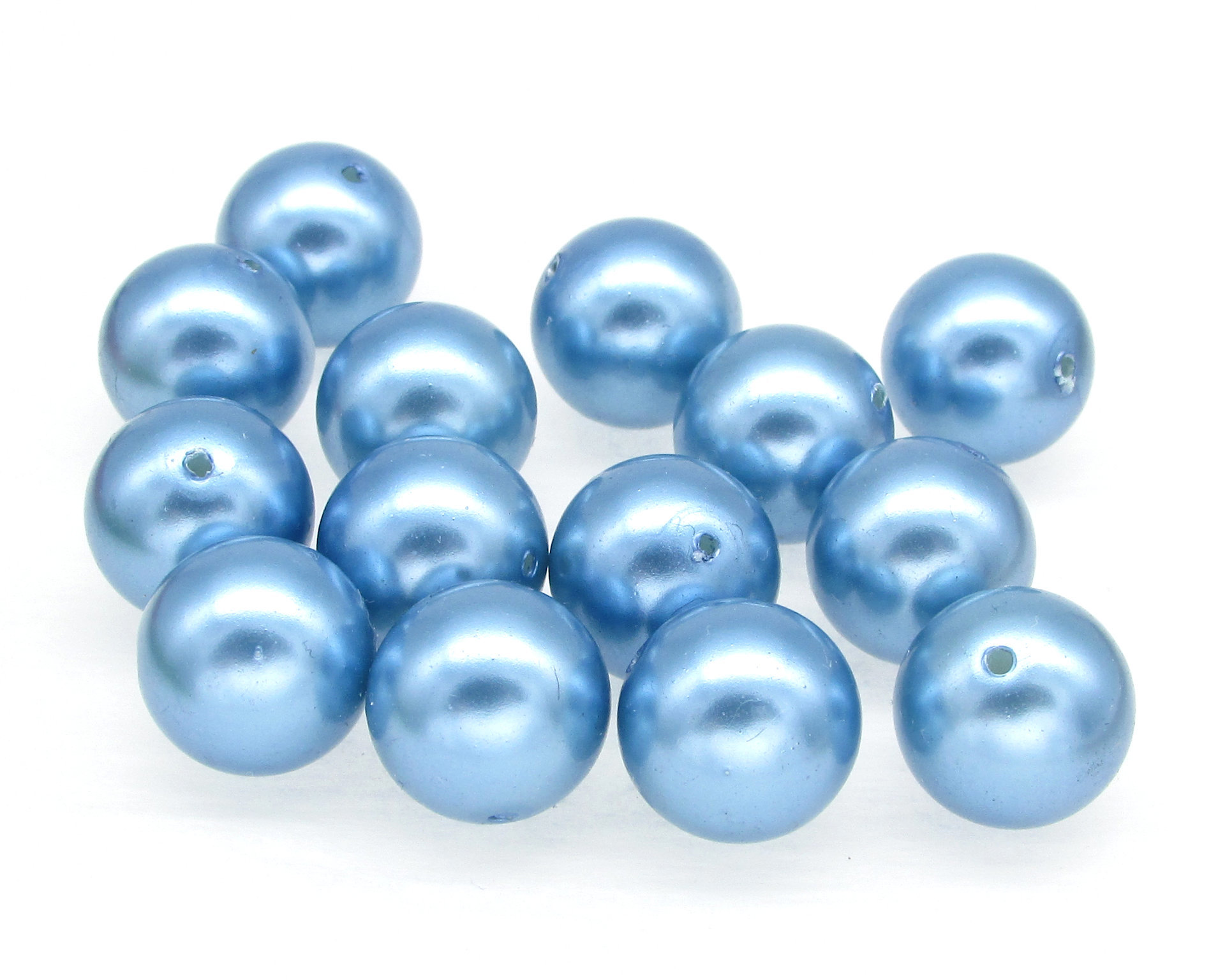 14mm Vintage Sapphire Blue Plastic Pearls  (12)