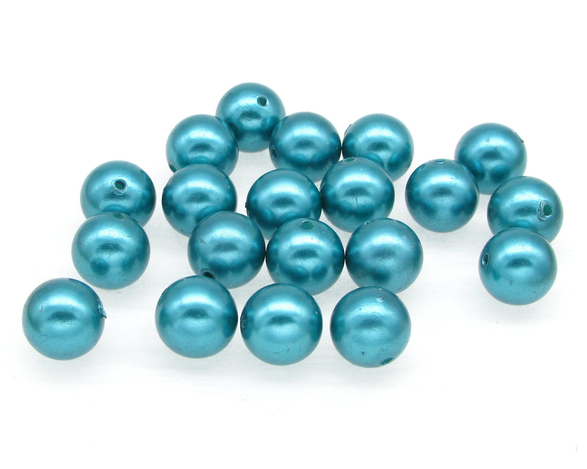 10mm Plastic Pearls, Vintage Teal Lustre Beads (40)