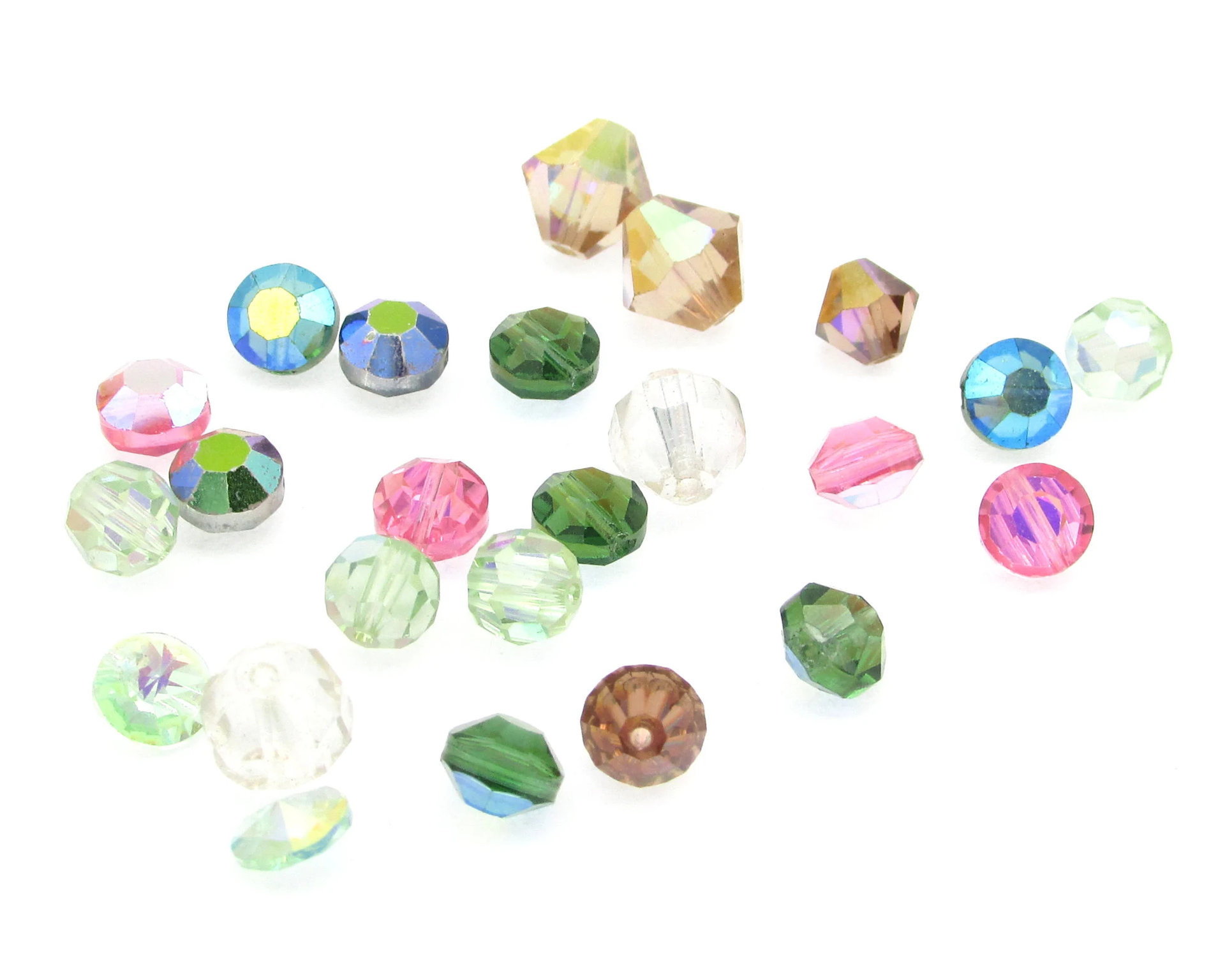 Vintage Crystal Bead Mix, 6mm 8mm Bicones and Nailheads