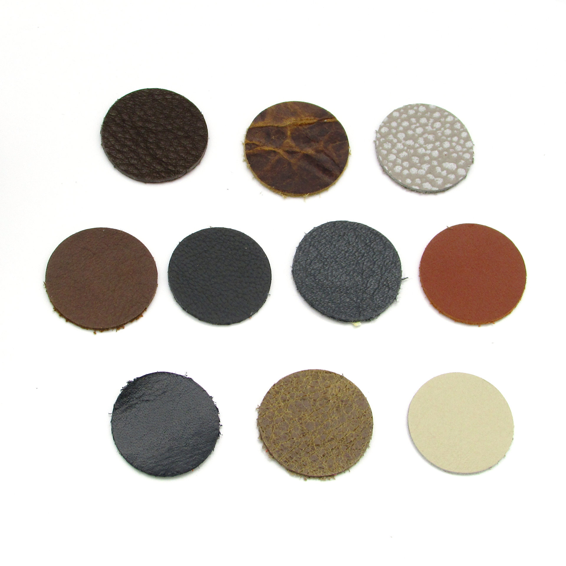 1” Die Cut Circles, Upcycled Top Grain Leather Rounds