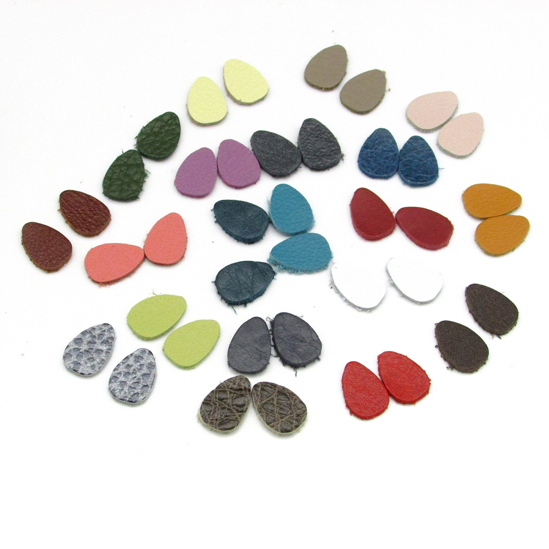 13x9mm Teardrop Die Cuts, Small Upcycled Leather Pre-Cut Stud Shapes