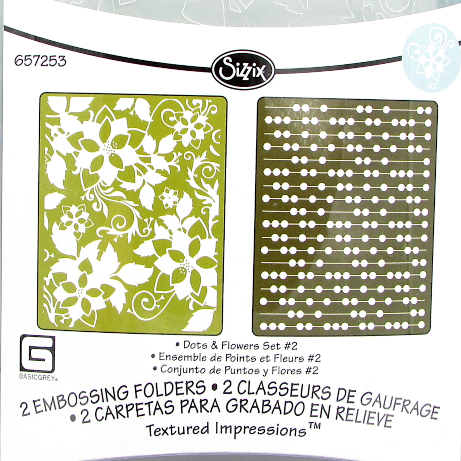 Dots and Flowers A2 Embossing Folder Set, Sizzix Textured Impressions