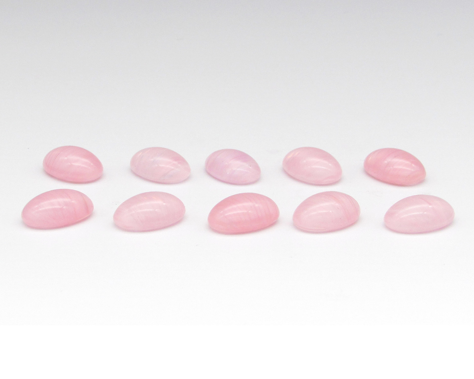 14mm Oval Cabochons, Vintage Light Pink Striped Glass Gems