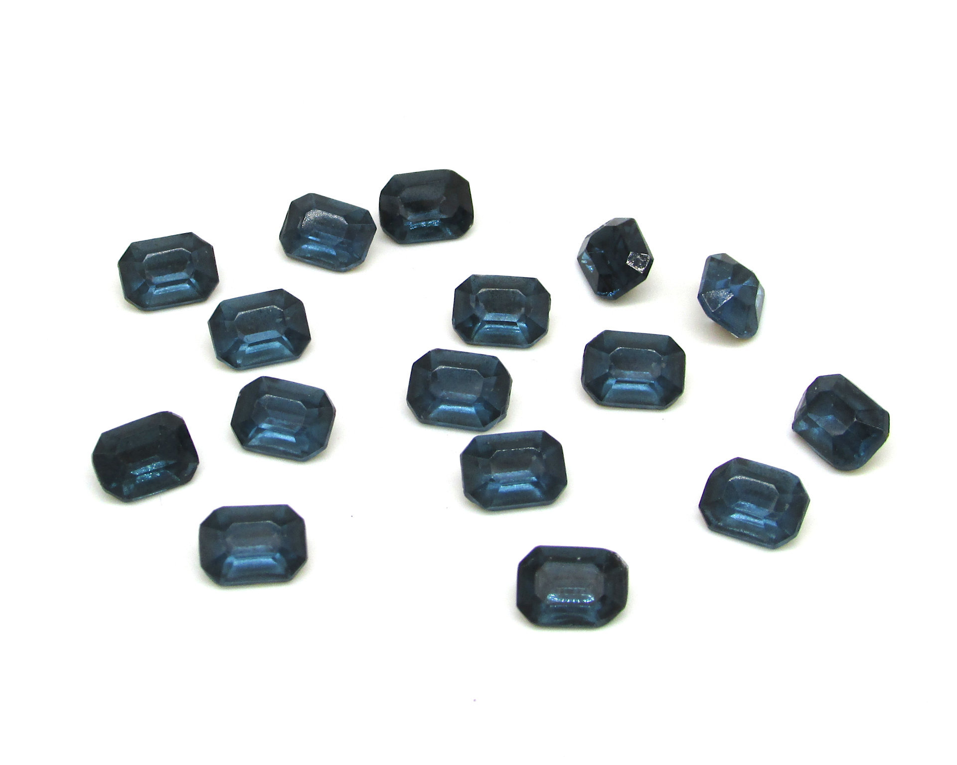 8x6mm Octagon Rhinestones, Vintage Montana Blue