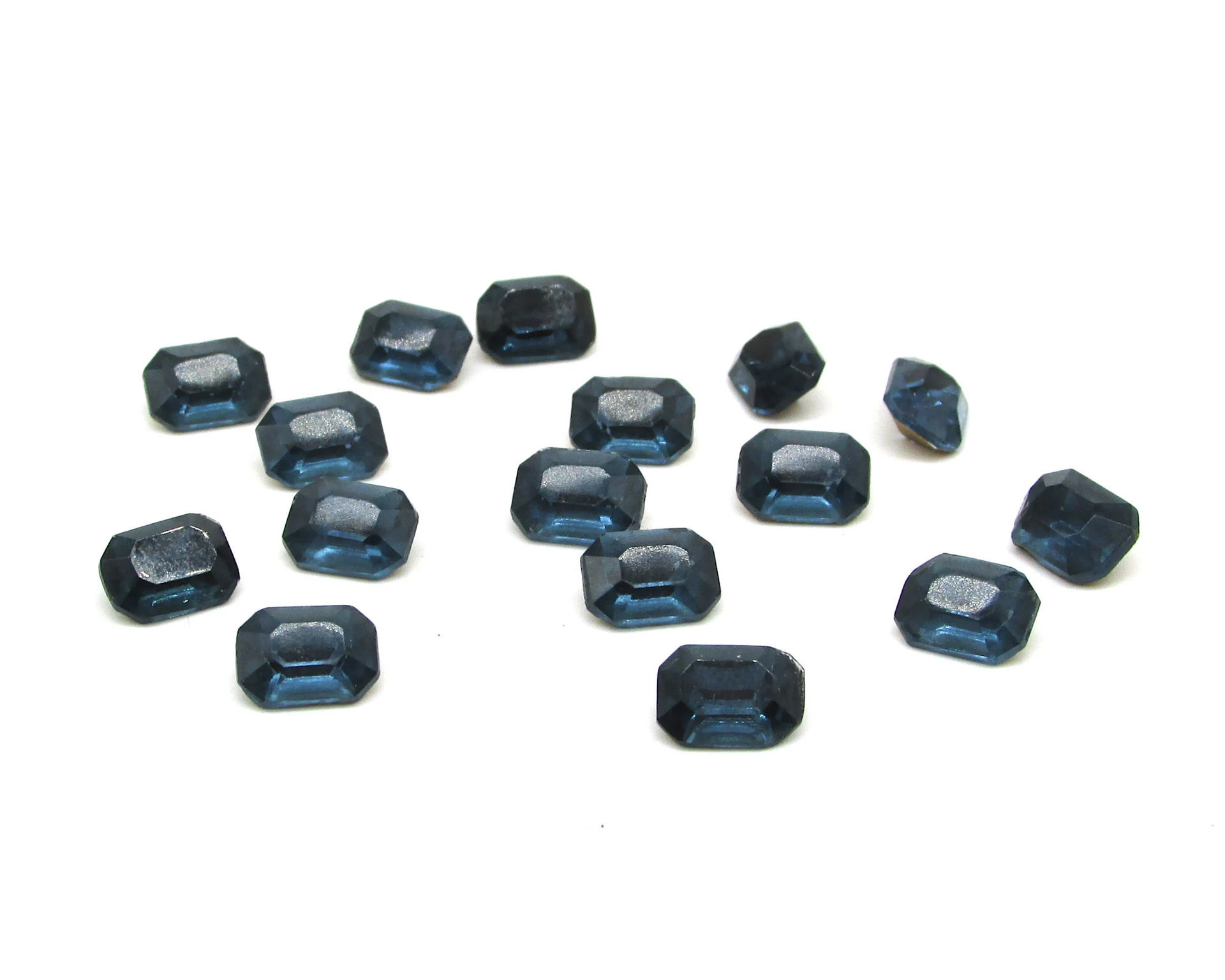 8x6mm Octagon Rhinestones, Vintage Montana Blue