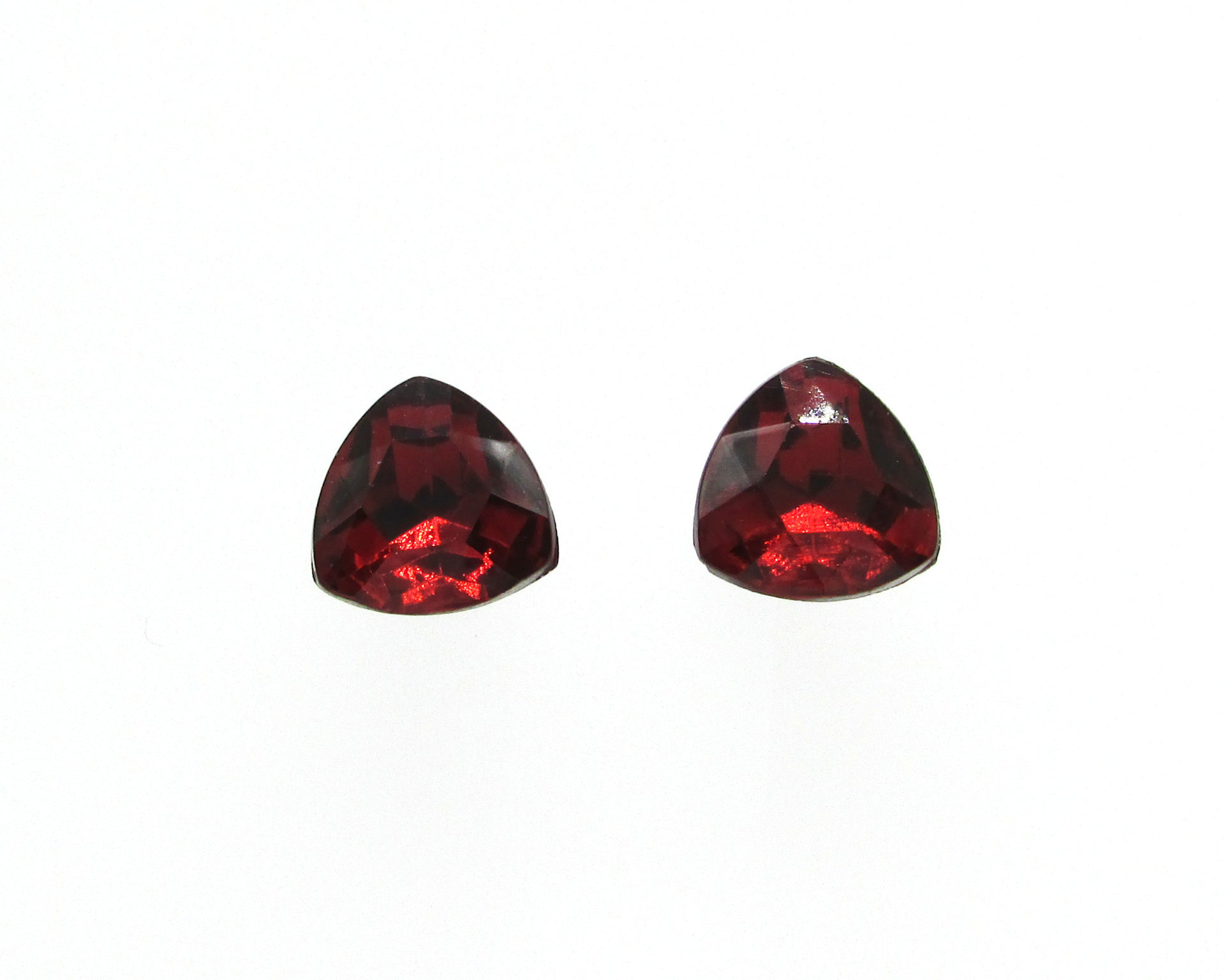 Vintage 12mm Triangular Rhinestones, Foiled Garnet