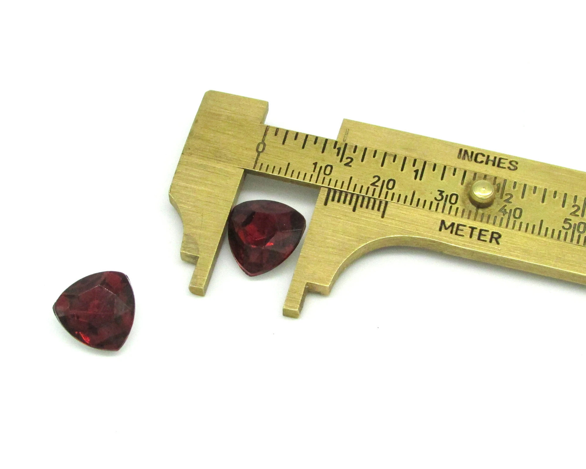 Vintage 12mm Triangular Rhinestones, Foiled Garnet