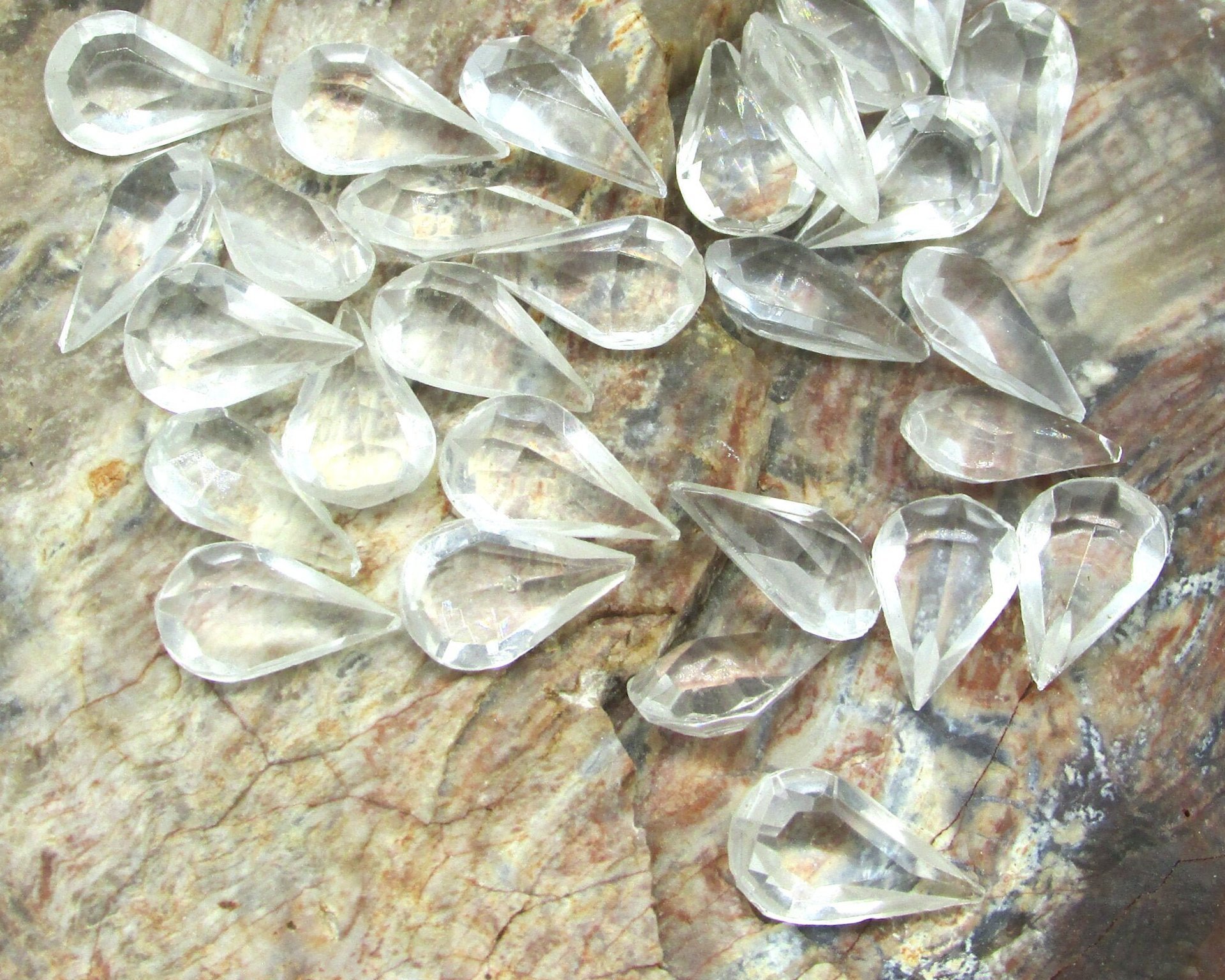 Clear Pear Rhinestones, Vintage 13x7.8mm Unfoiled Teardrops